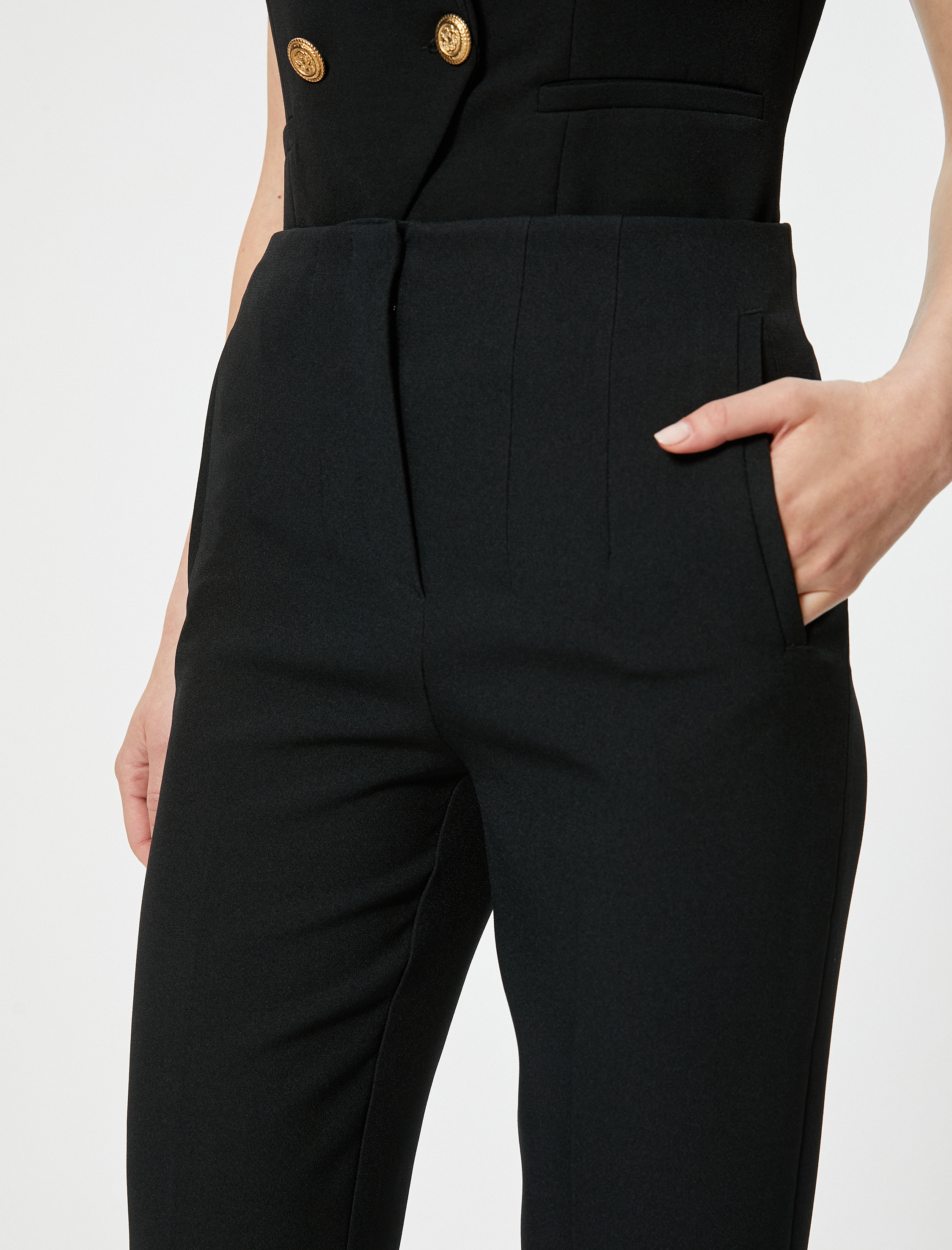   Cigarette Kumaş Pantolon Yüksek Bel Slim Fit