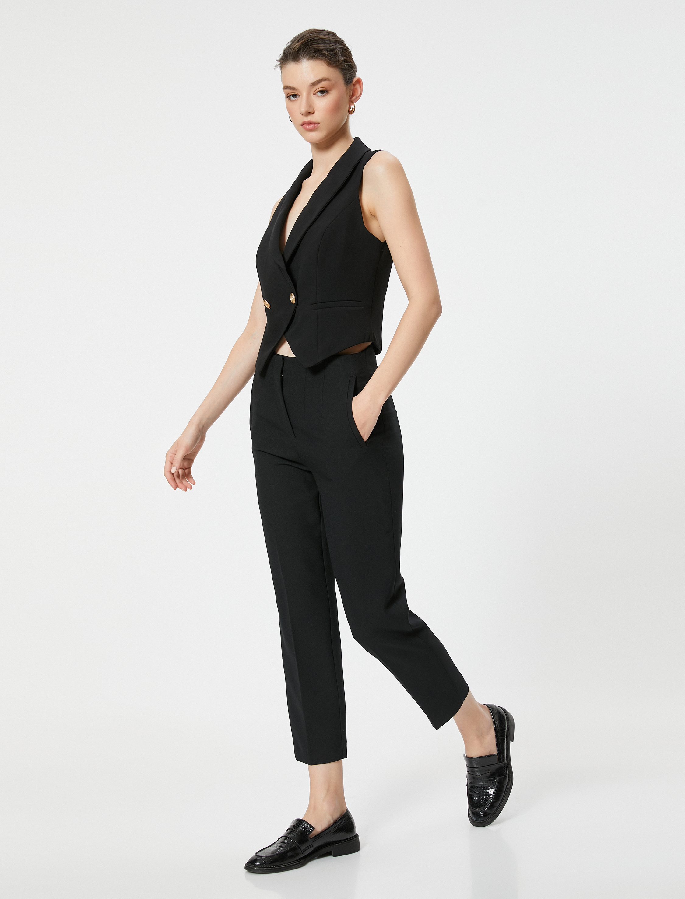   Cigarette Kumaş Pantolon Yüksek Bel Slim Fit