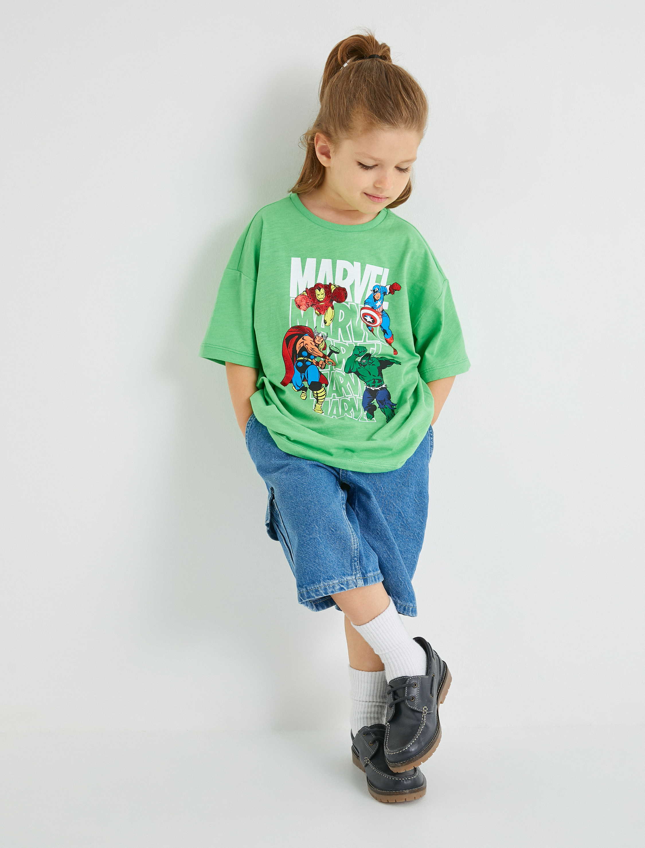  Erkek Çocuk Marvel Tişört Kısa Kollu Lisanslı Bisiklet Yaka Pamuklu