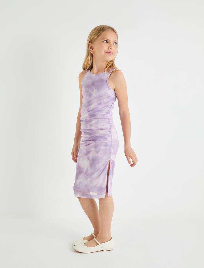 Kız Çocuk Kalem Elbise Askılı Batik Desenli