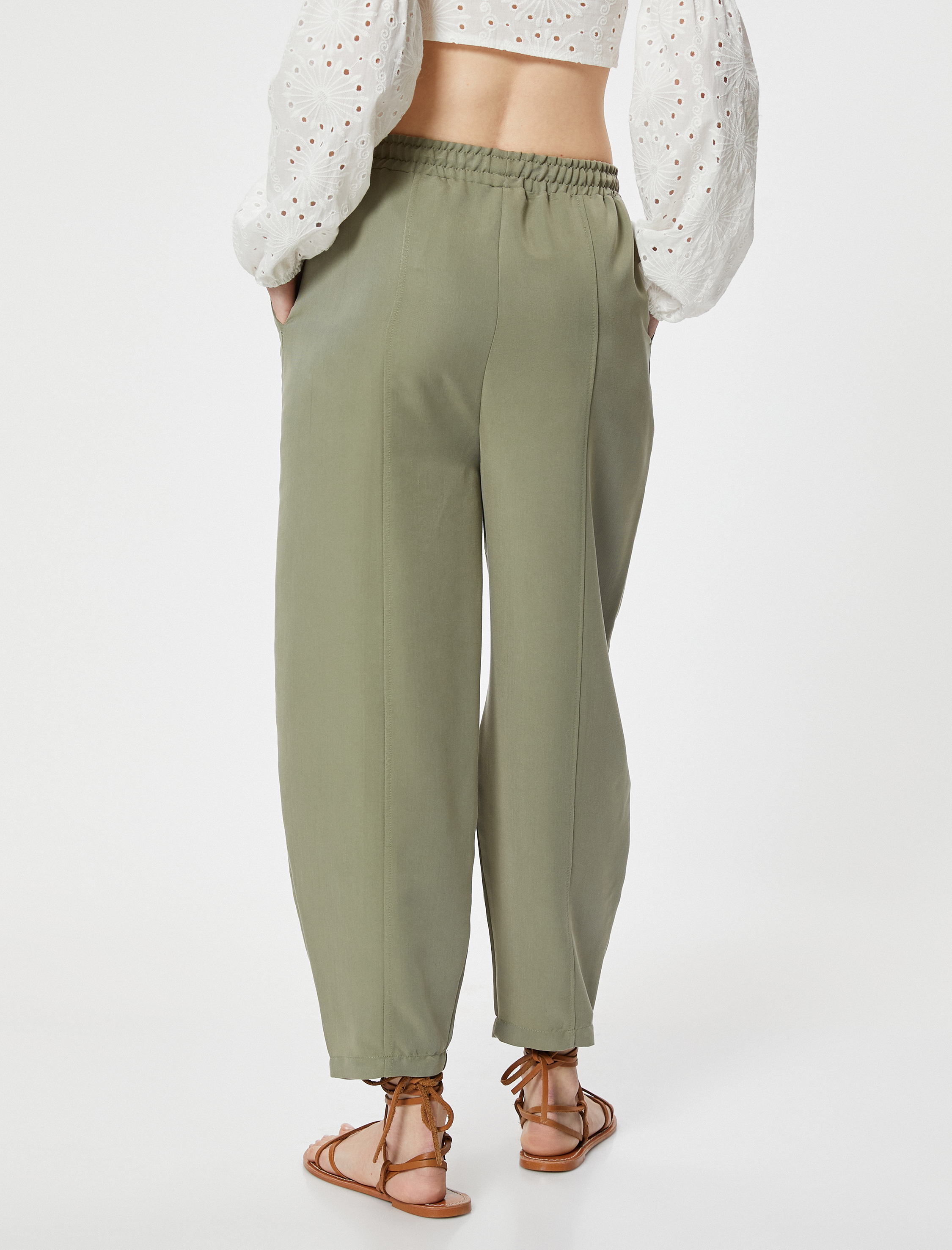   Havuç Pantolon Beli Bağcıklı Normal Bel Cep Detaylı Modal