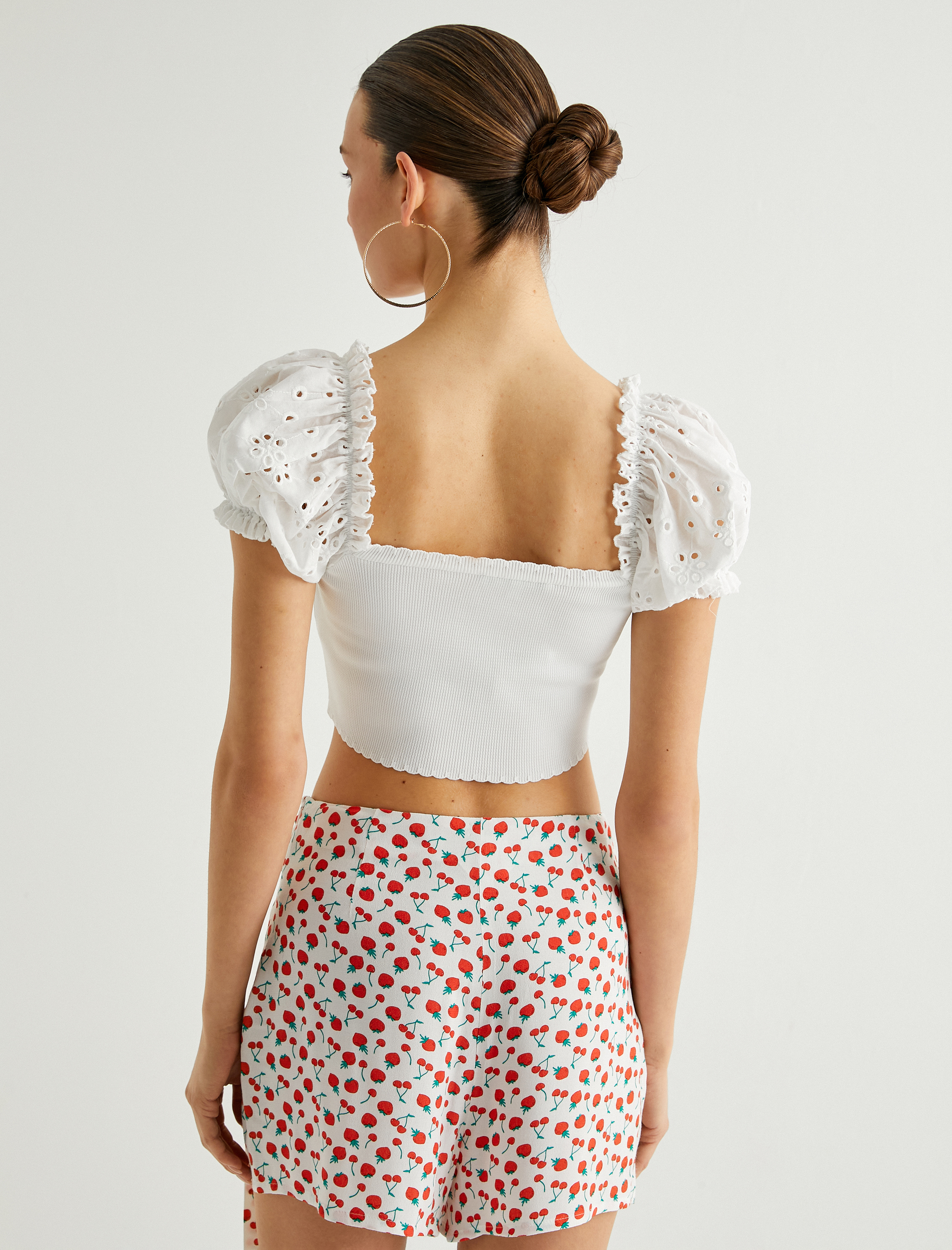   Fisto Balon Kol Crop Bluz