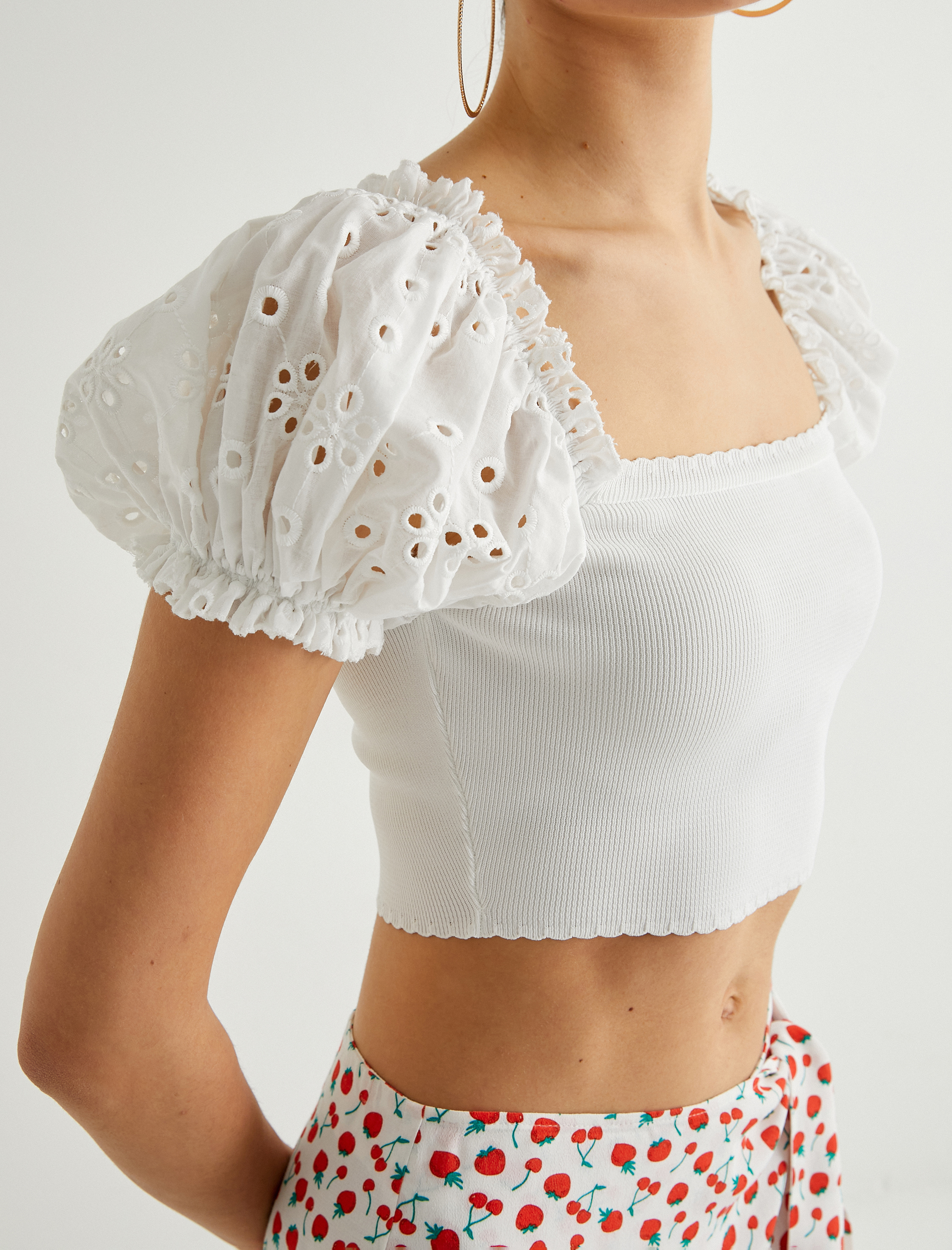   Fisto Balon Kol Crop Bluz