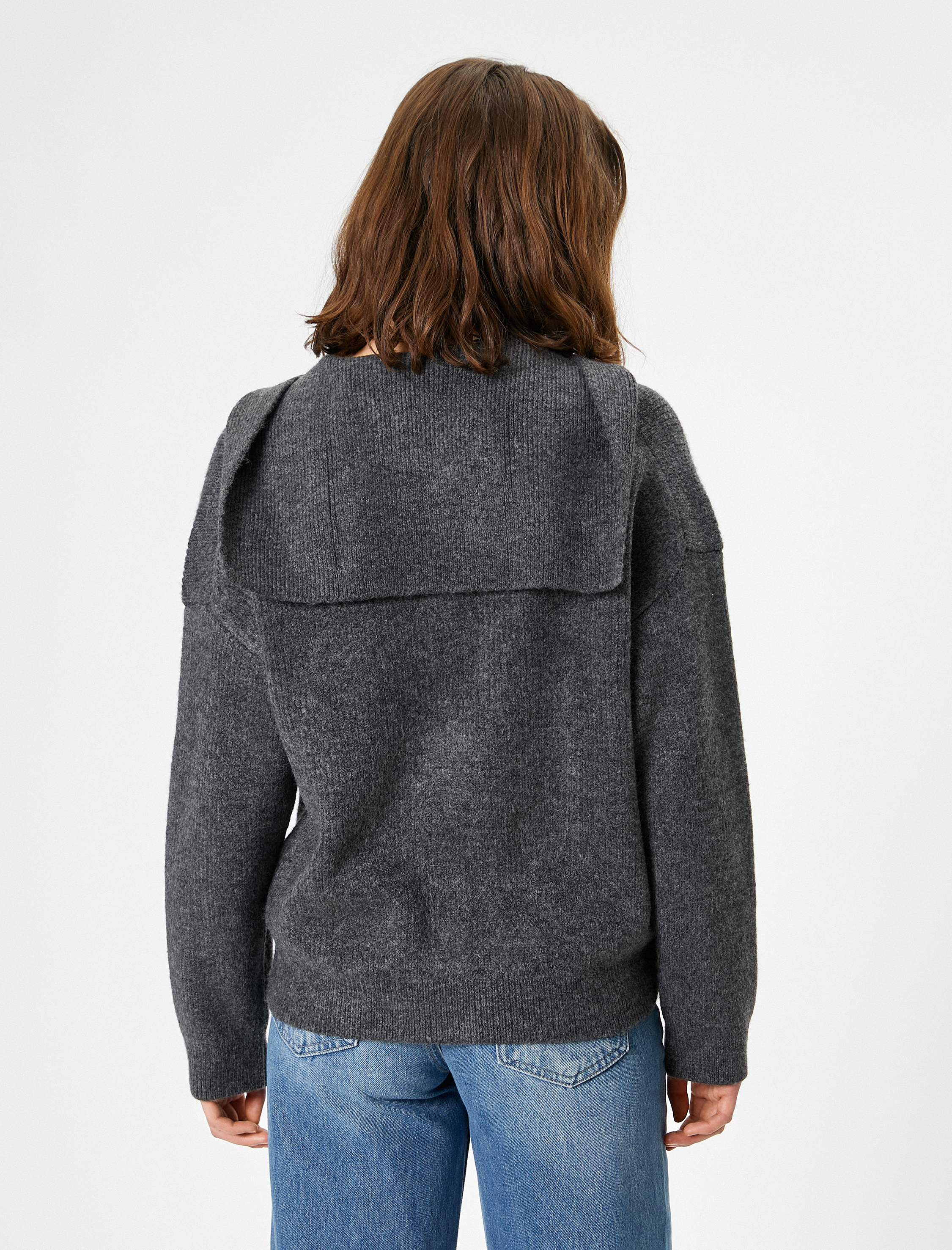   Kapüşonlu V Yaka Düğmeli Uzun Kollu Hırka