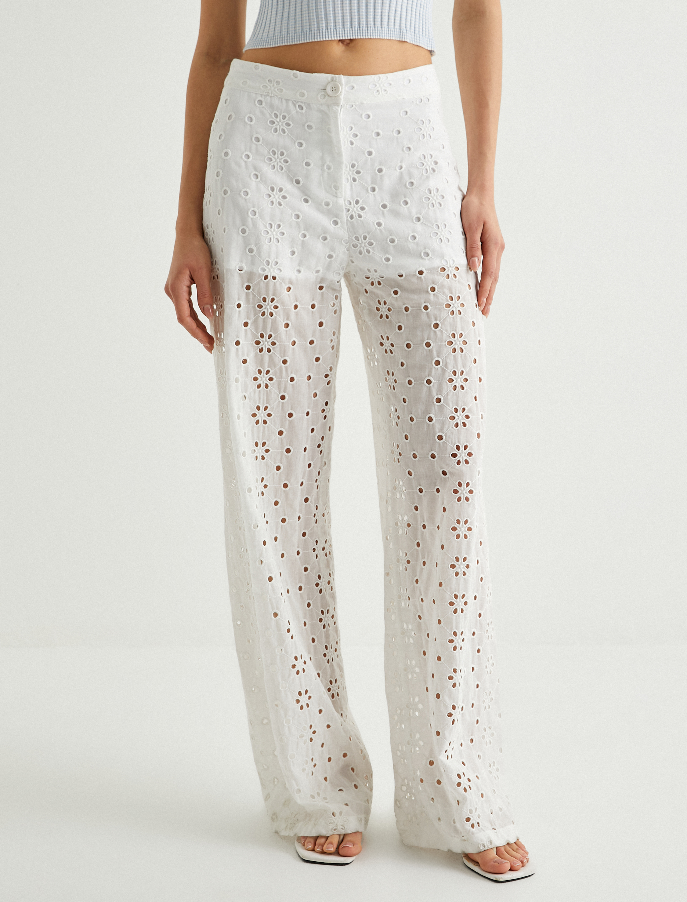   Koton X Sibil Çetinkaya - Geniş Paça Fisto Pantolon Yarım Astarlı