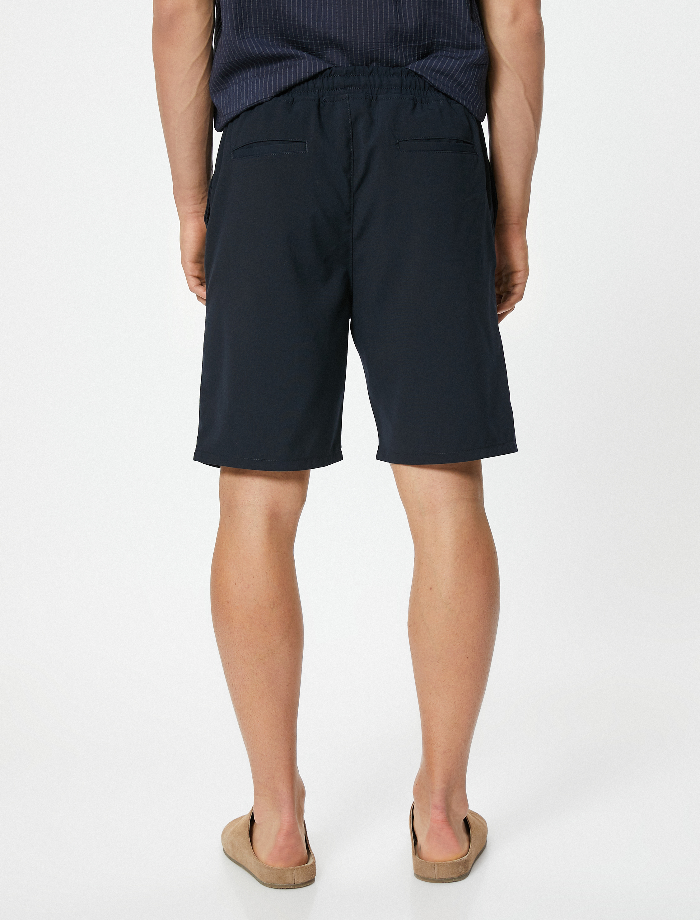   Slim Fit Şort Bermuda Chino Beli Bağcıklı Cep Detaylı