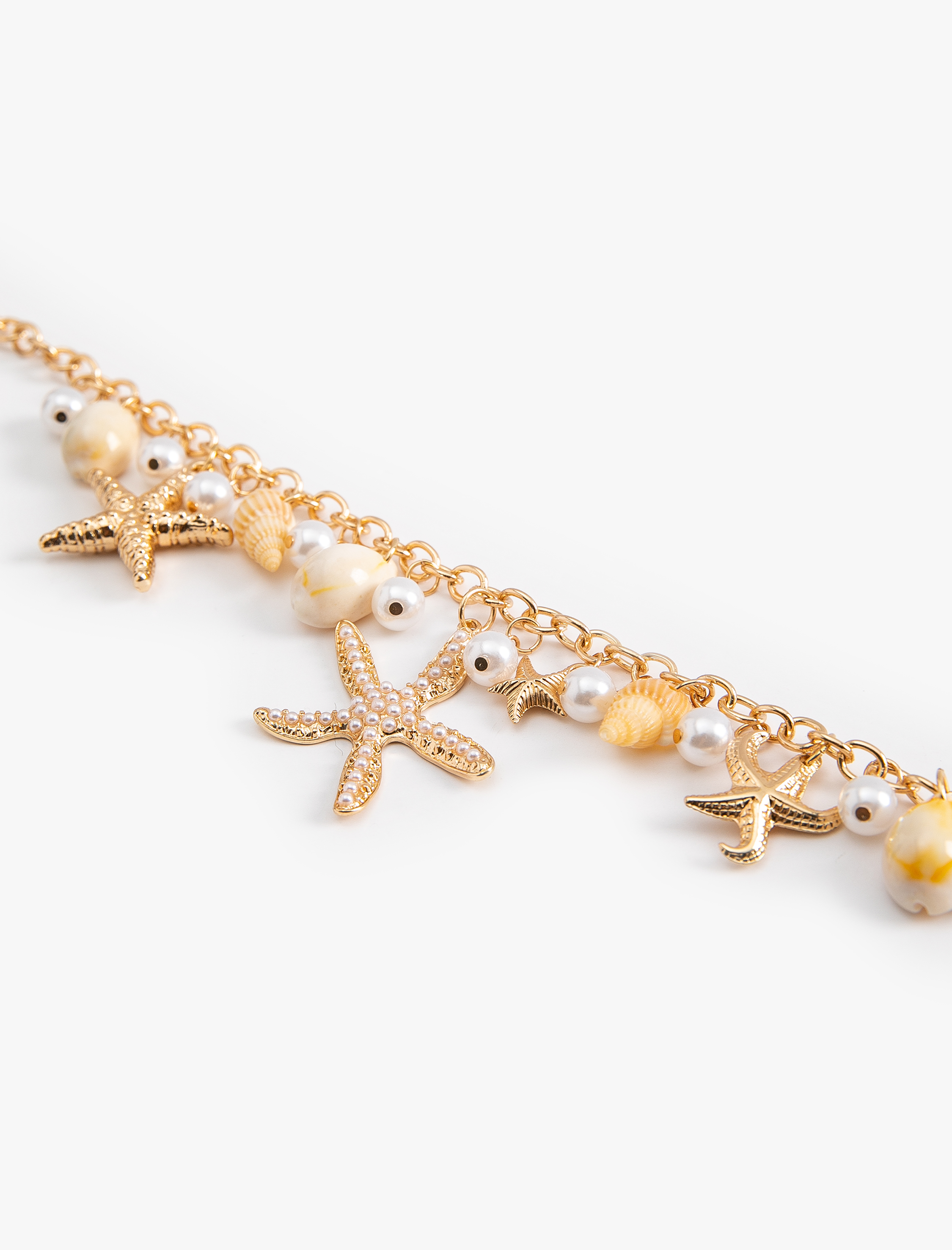  Kadın Deniz Kabuğu Detaylı İncili Zincir Kolye