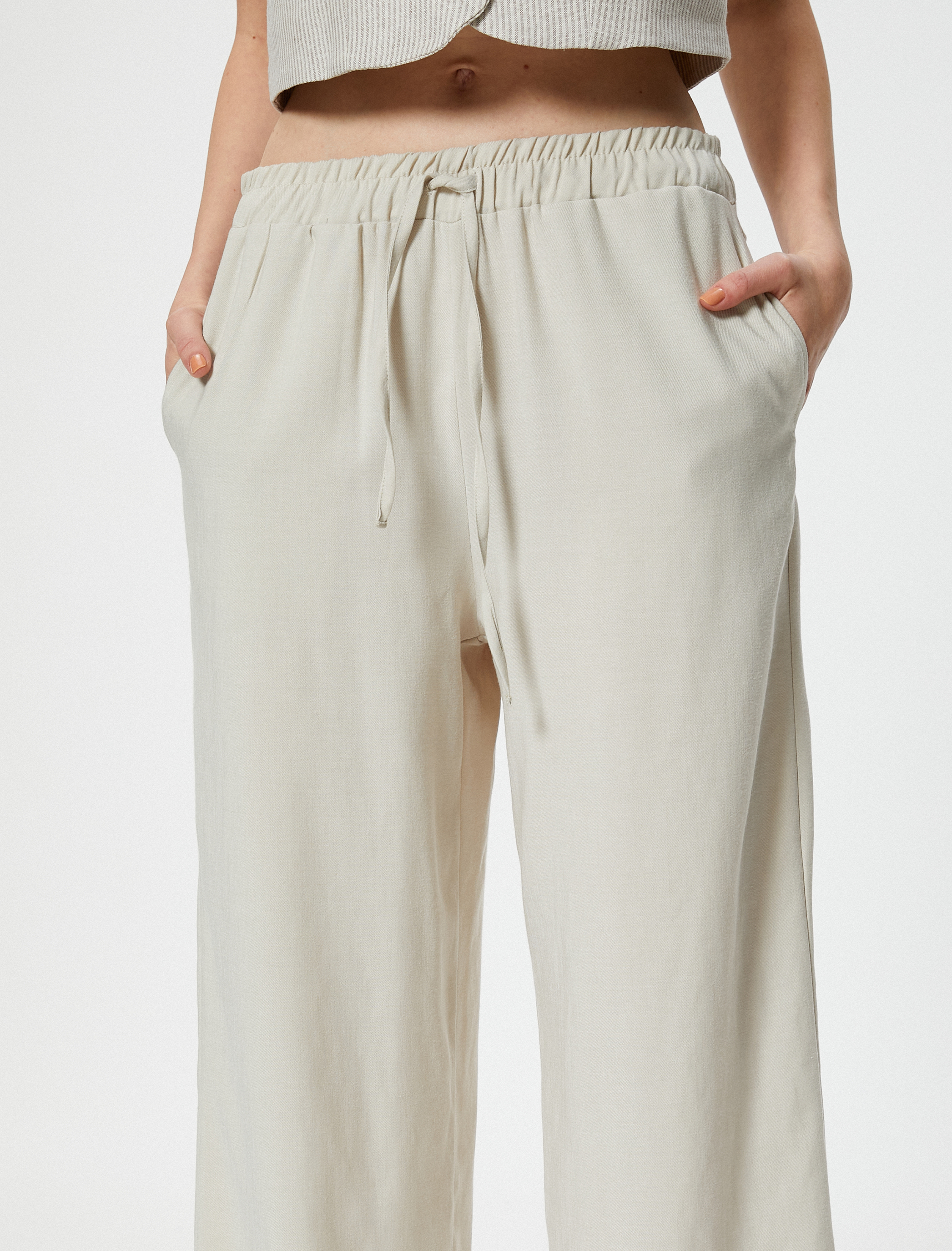   Palazzo Pantolon Beli Lastikli Rahat Kesim