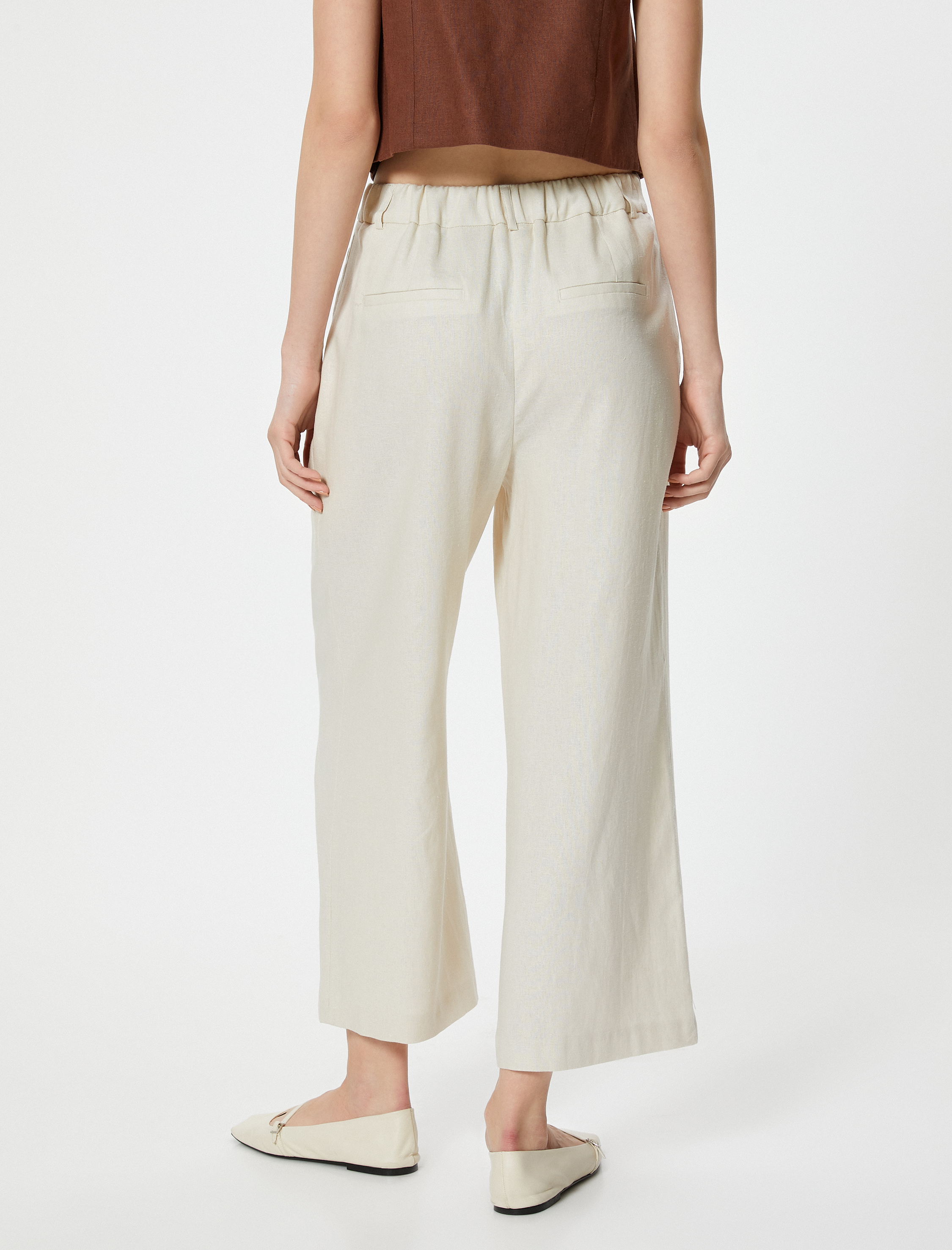   Keten Pantolon Bol Paça Crop