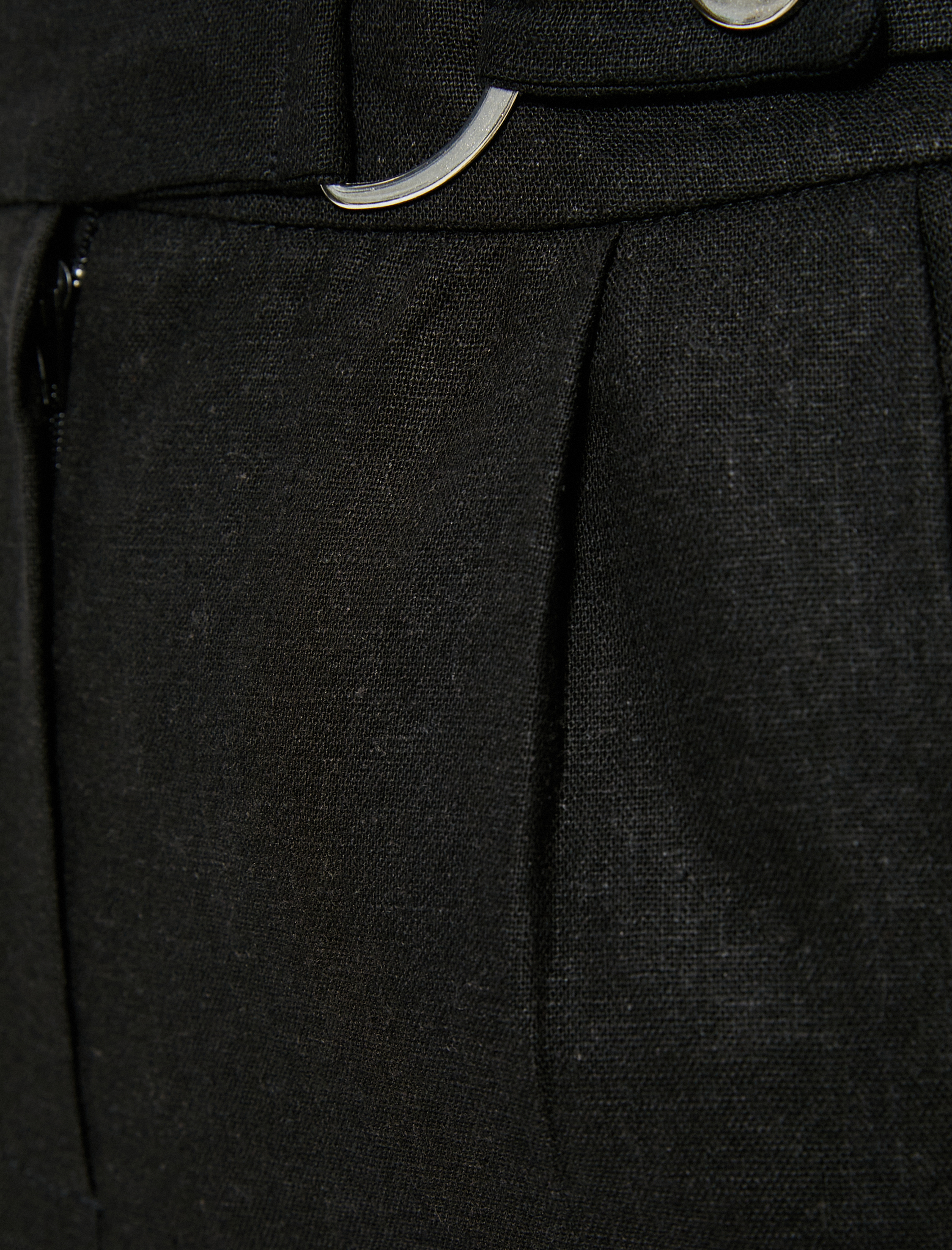   Keten Karışımlı Pantolon Düz Paça Kemer Detaylı