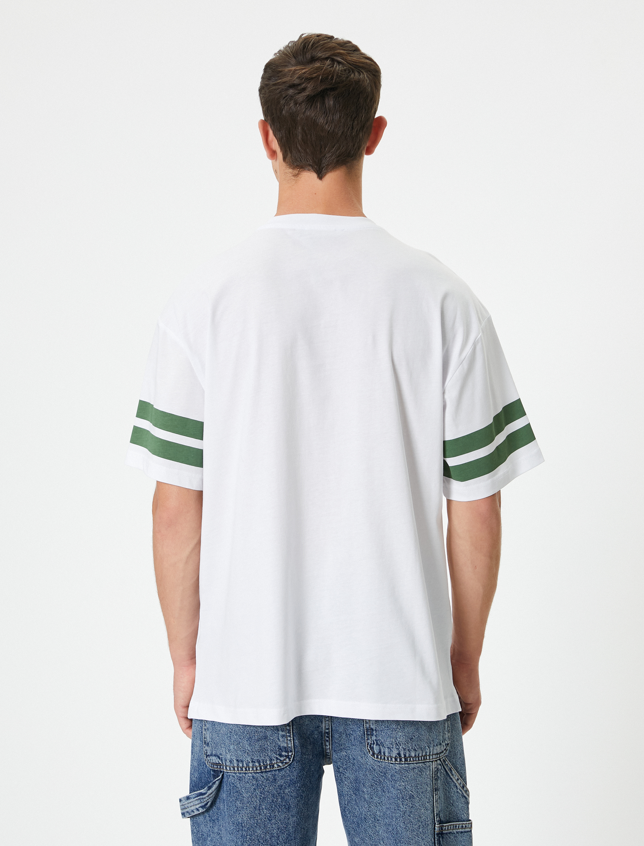   Oversize Tişört Slogan Baskılı Bisiklet Yaka Kısa Kollu Pamuklu