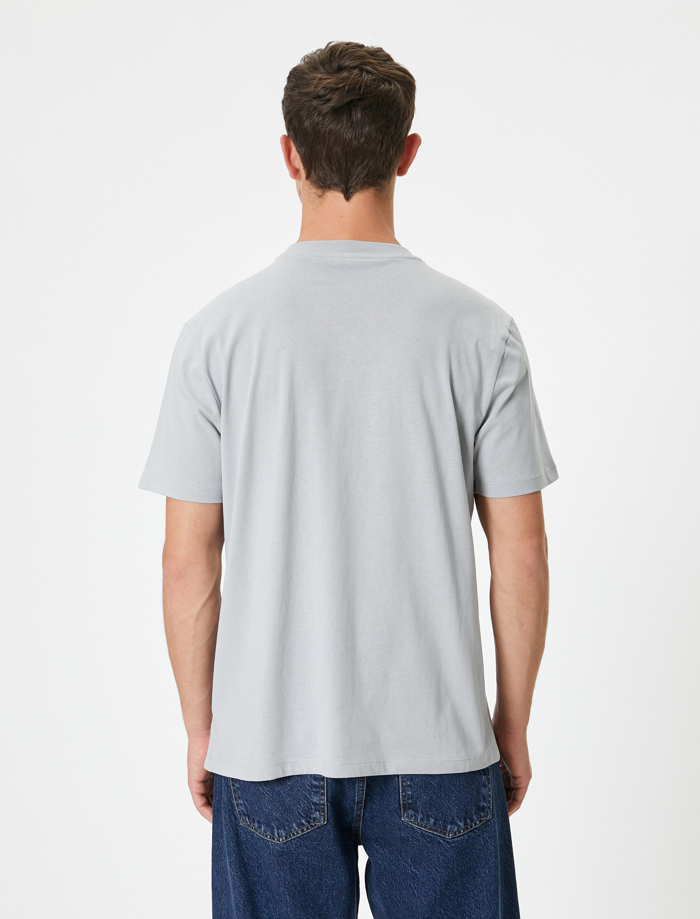   Baskılı Tişört Kısa Kollu Bisiklet Yaka Pamuklu