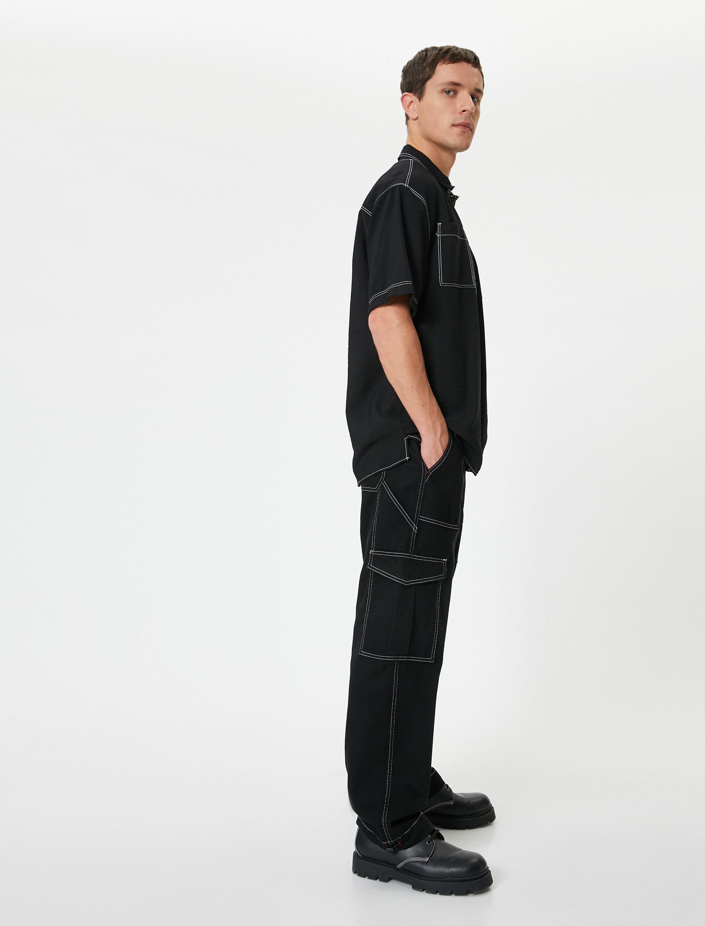   Bol Paça Oversize Paraşüt Kargo Kot Pantolon