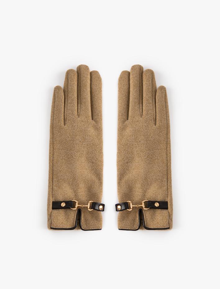 Kadın Eldiven Kemerli Metal Aksesuarlı