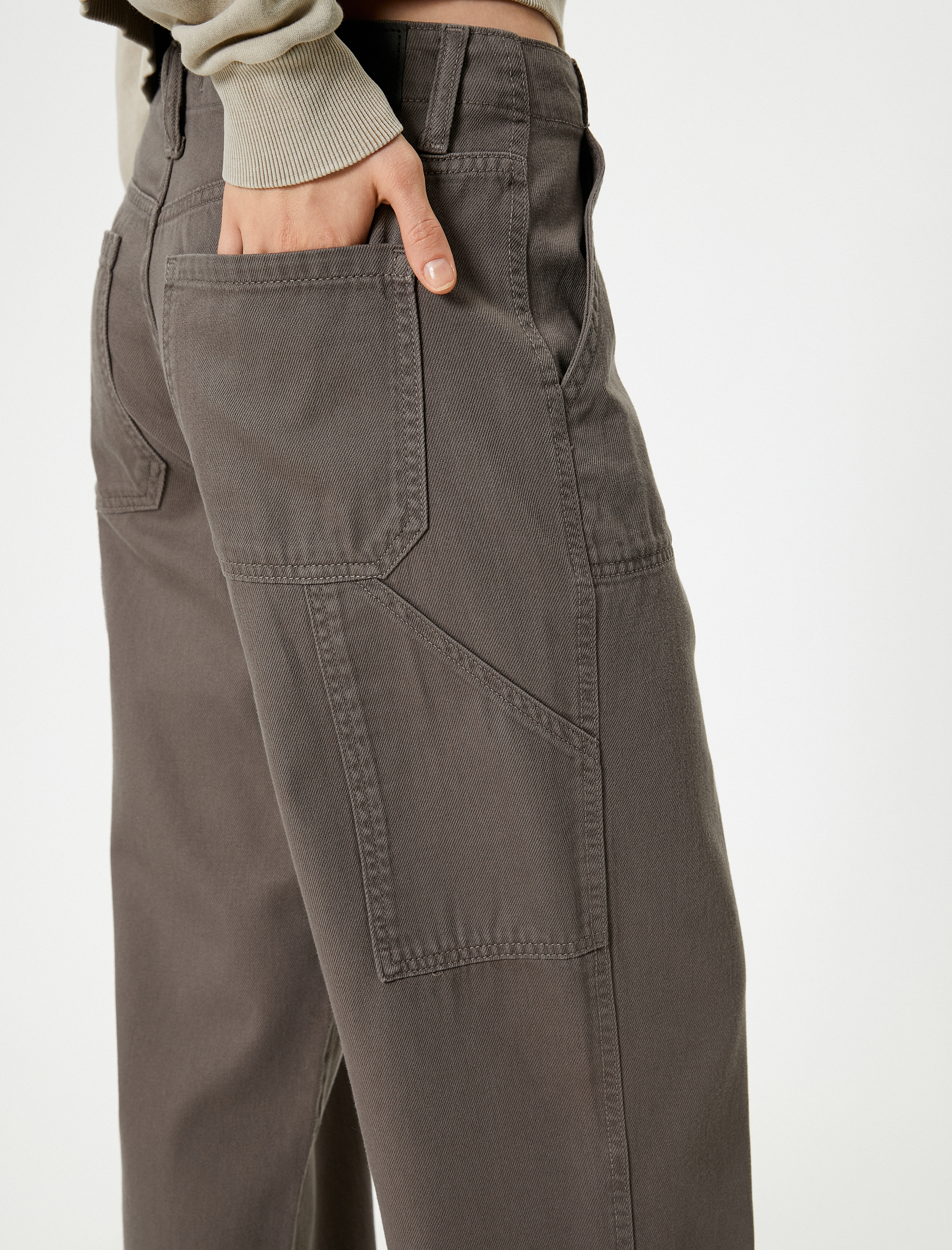   Cepli Yüksek Bel Denim Pantolon -  Longer Straight Jeans
