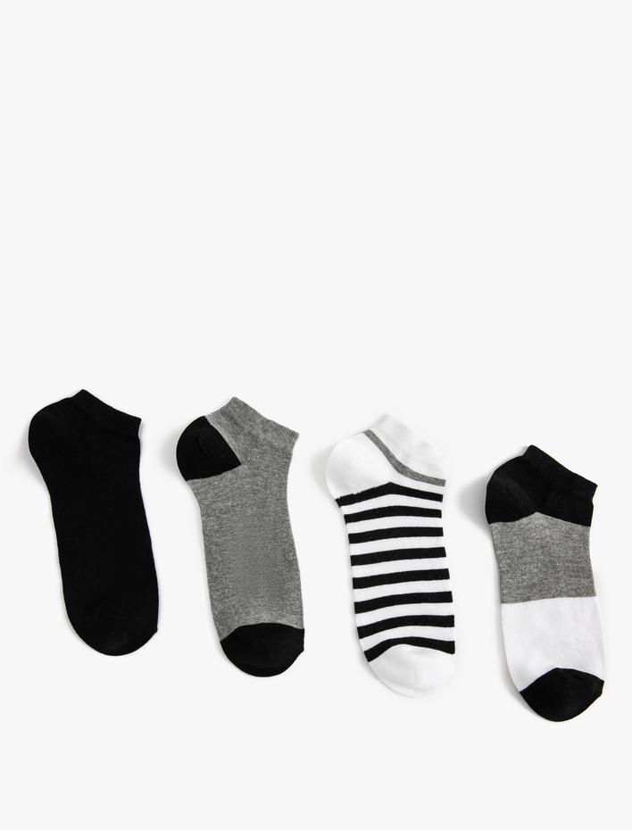 Erkek Çorap 4’lü Çizgili Pamuk Karışımlı