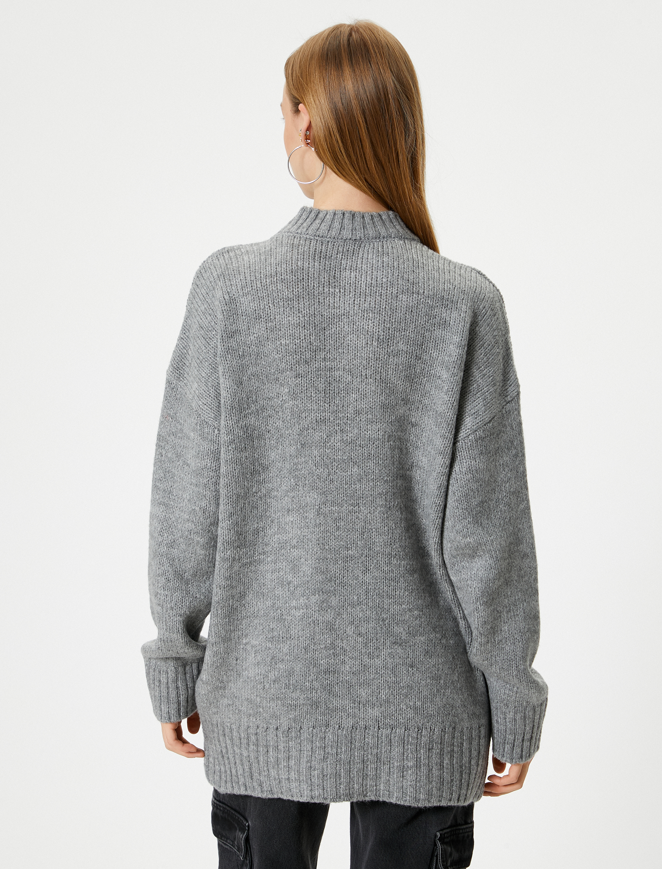   Triko Tunik Bisiklet Yaka Uzun Kollu Akrilik Karışımlı