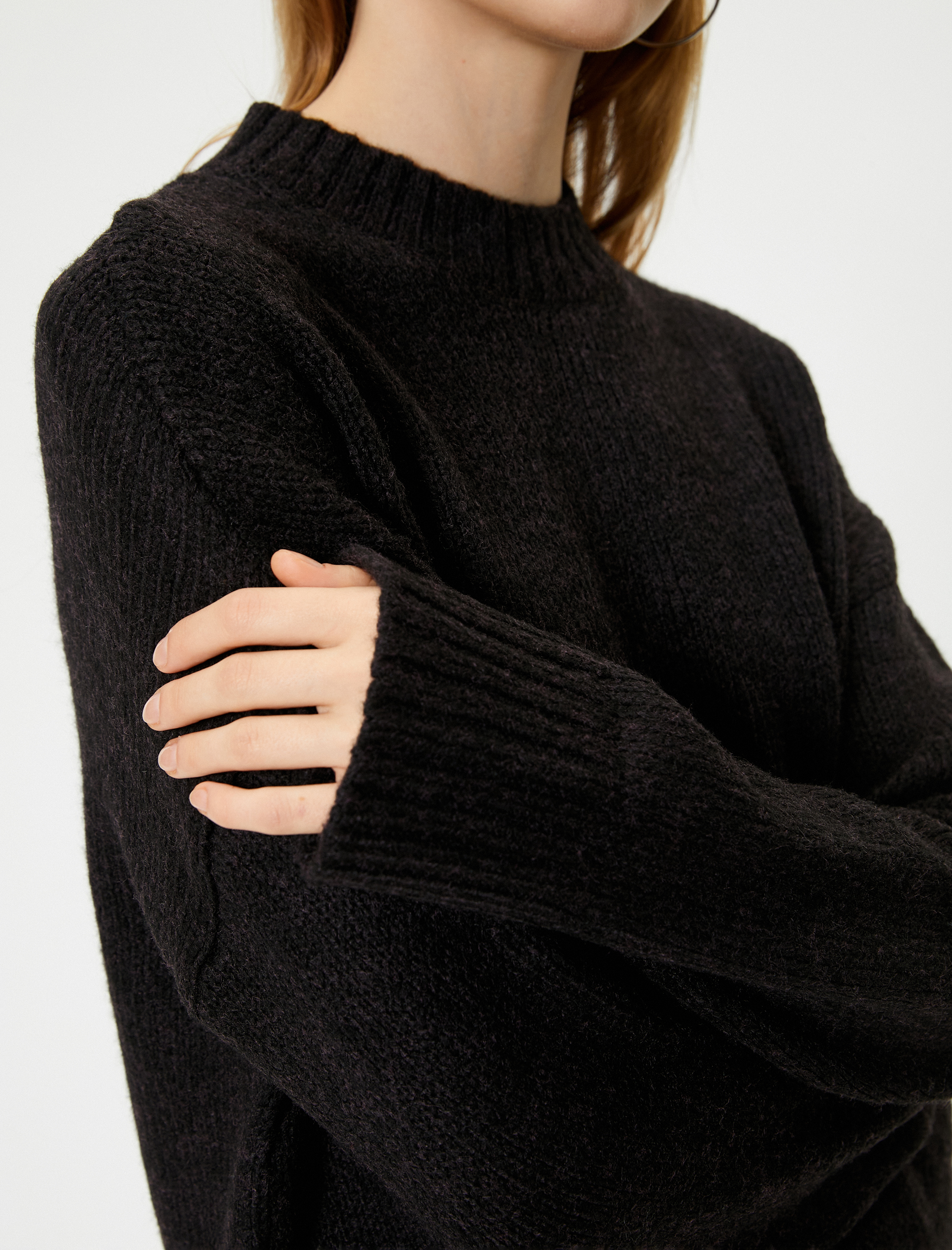 Triko Tunik Bisiklet Yaka Uzun Kollu Akrilik Karışımlı