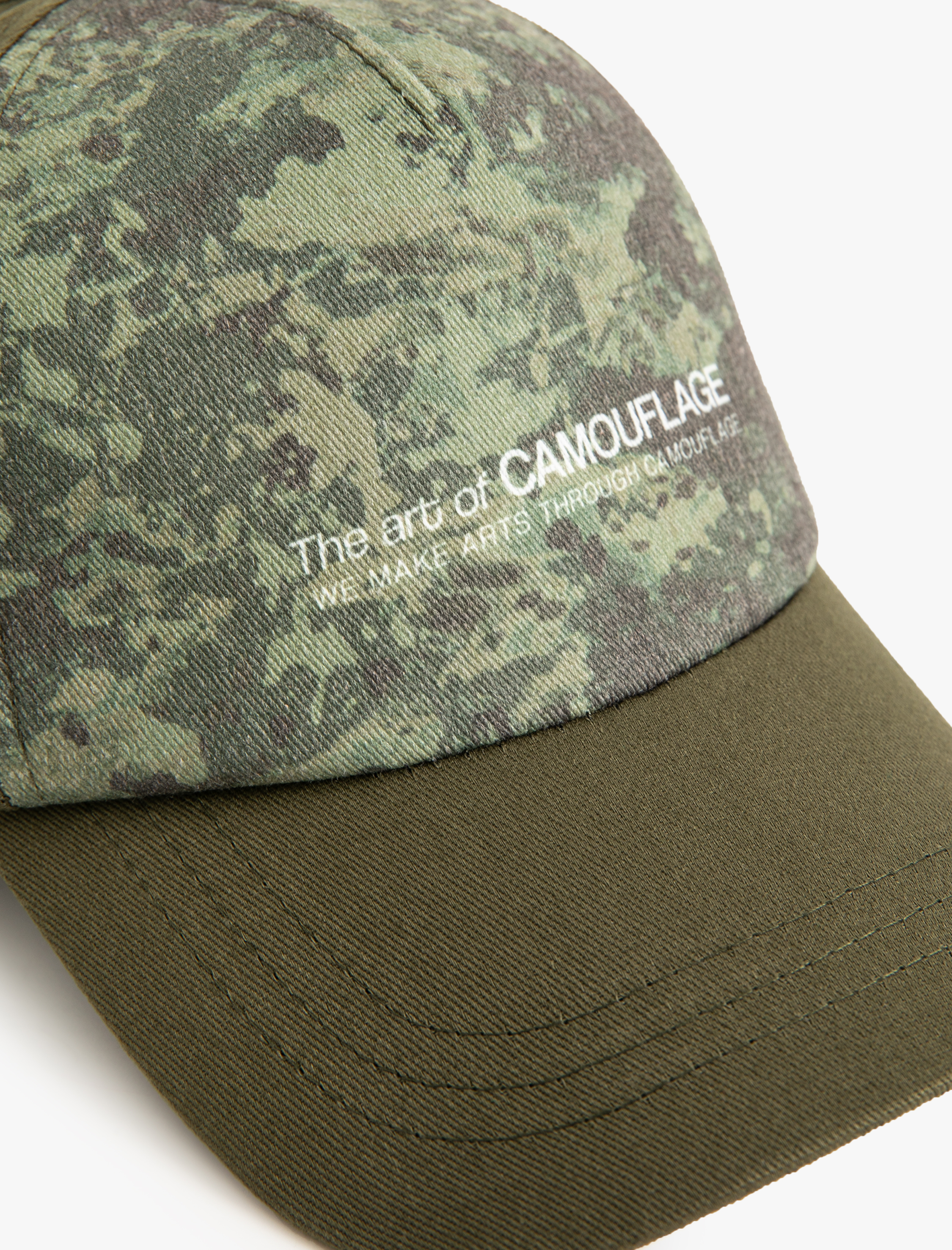  Erkek Kep Şapka Kamuflaj Desenli Slogan Baskılı Pamuklu