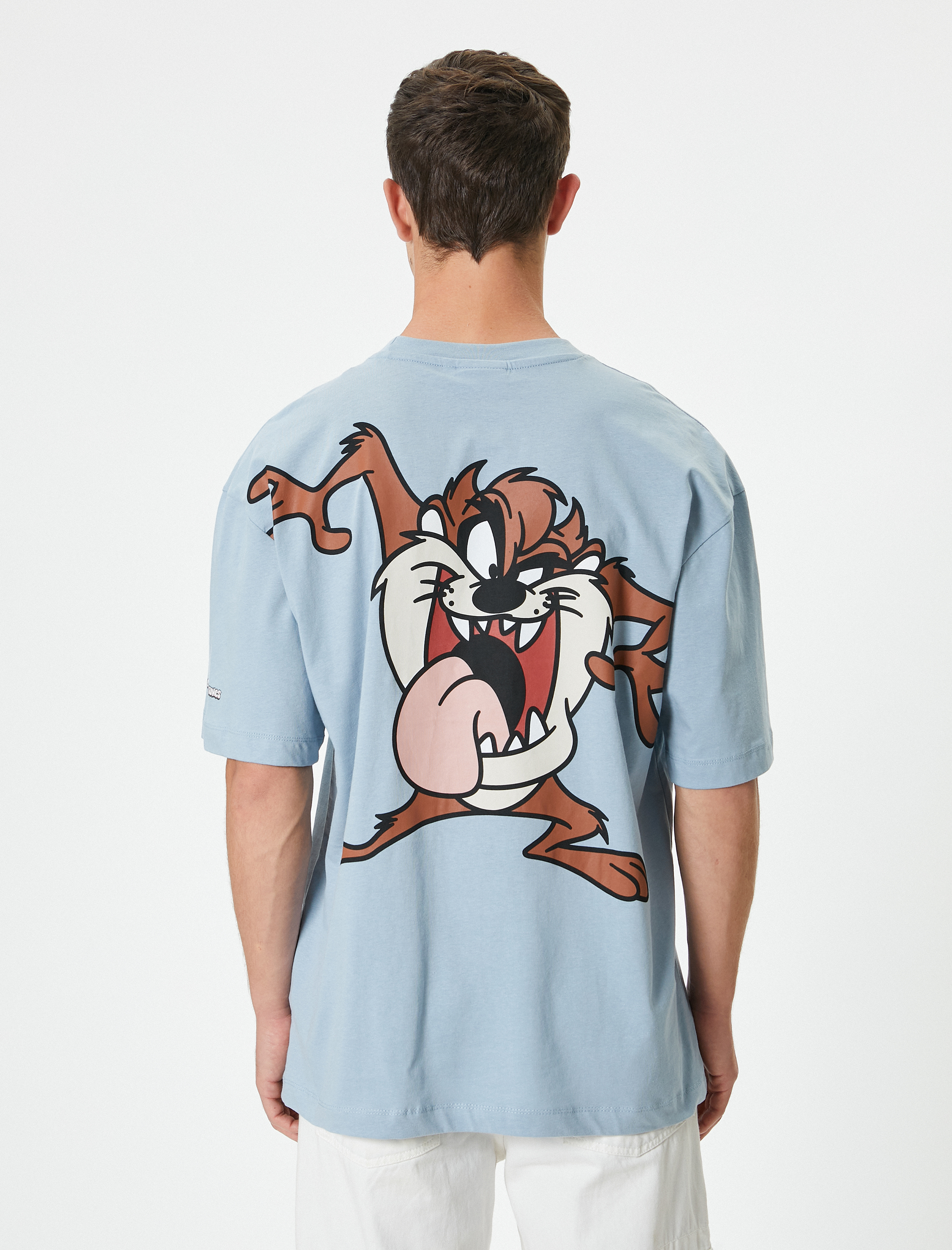   Tazmanya Canavarı Tişört Lisanslı Oversize Kısa Kollu Bisiklet Yaka Pamuklu