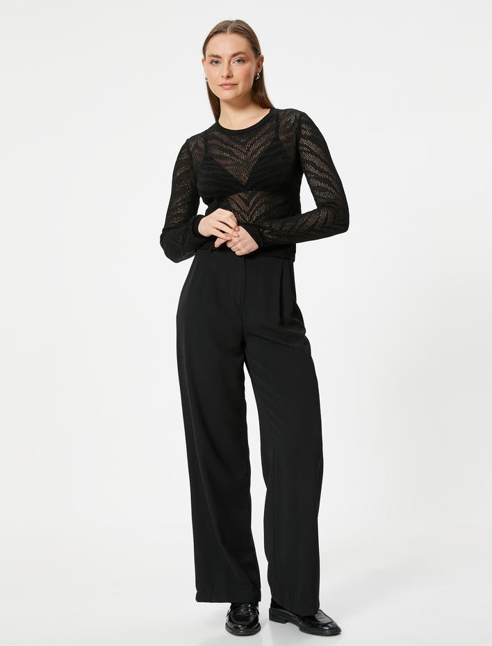  Ajurlu Triko Kazak Uzun Kollu Bisiklet Yaka