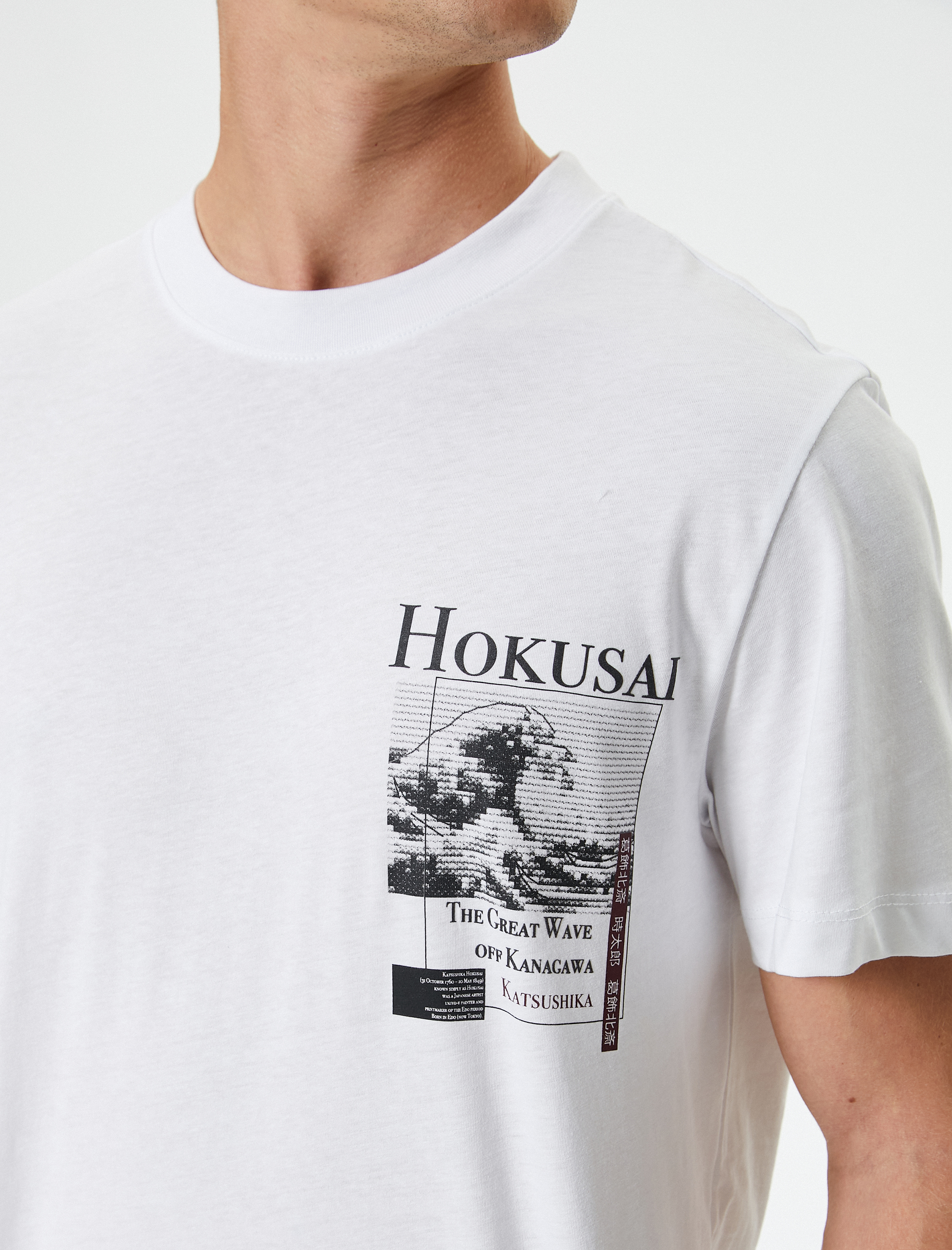   Hokusai Tişört Lisanslı Arkası Baskılı Kısa Kollu Bisiklet Yaka Pamuklu