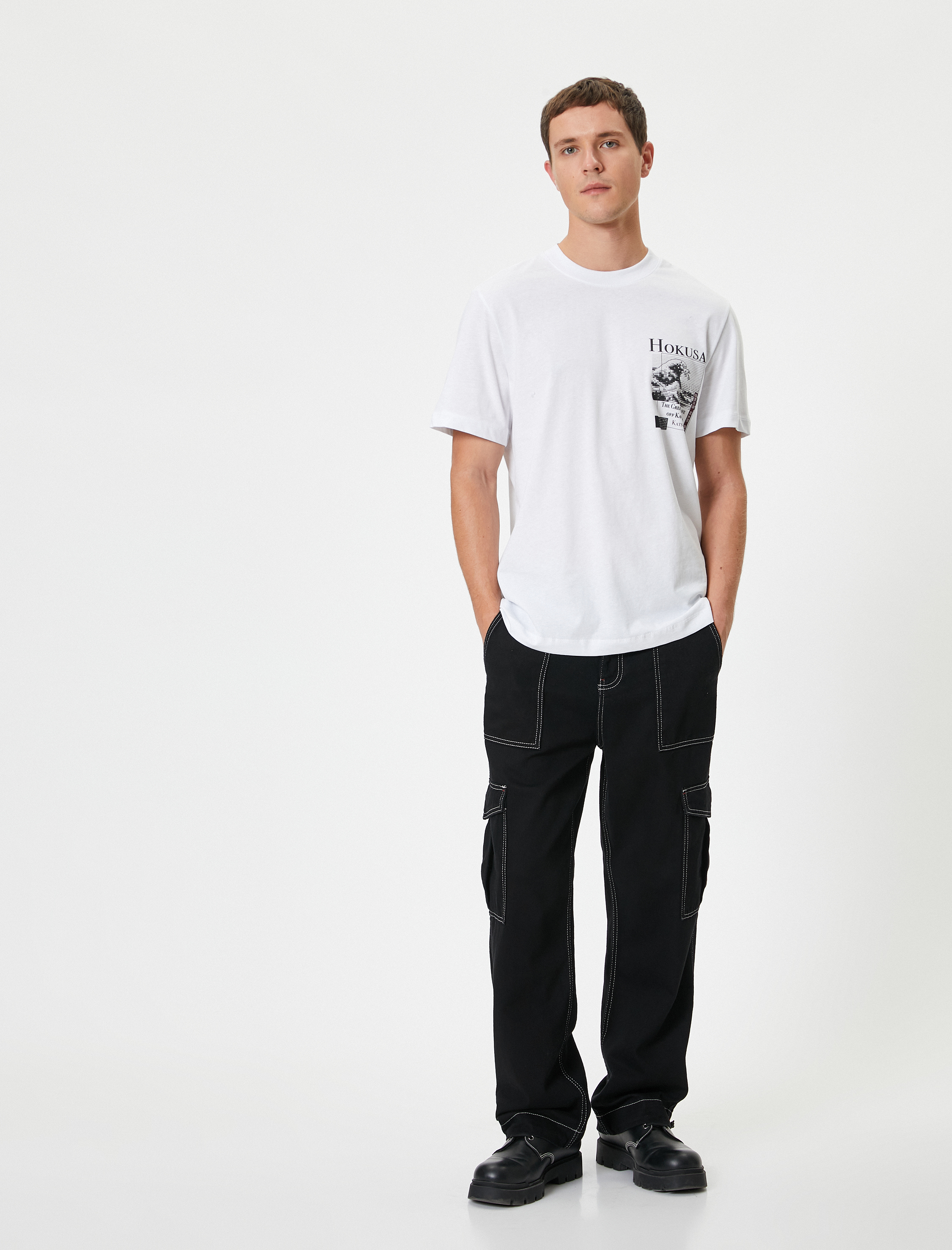   Hokusai Tişört Lisanslı Arkası Baskılı Kısa Kollu Bisiklet Yaka Pamuklu