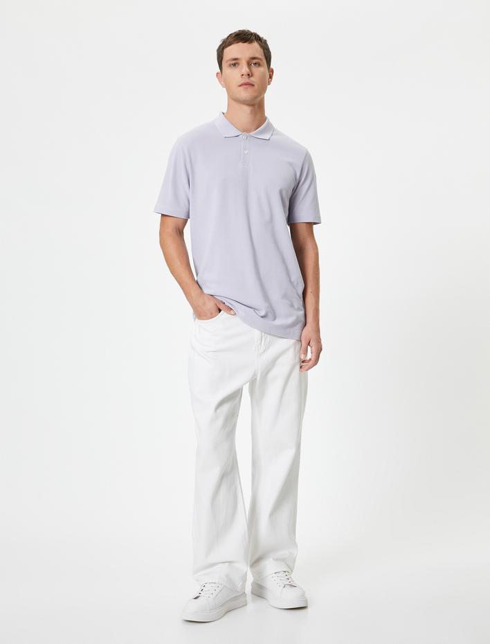  Slim Fit Tişört Polo Yaka Kısa Kollu Pamuklu