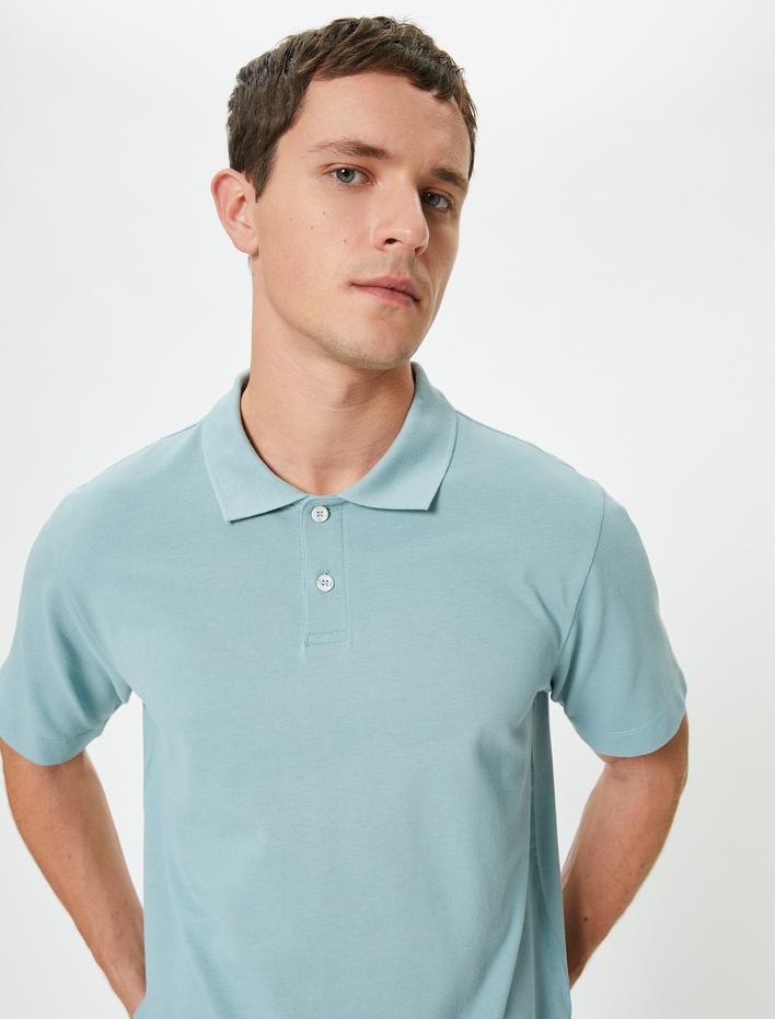  Slim Fit Tişört Polo Yaka Kısa Kollu Pamuklu