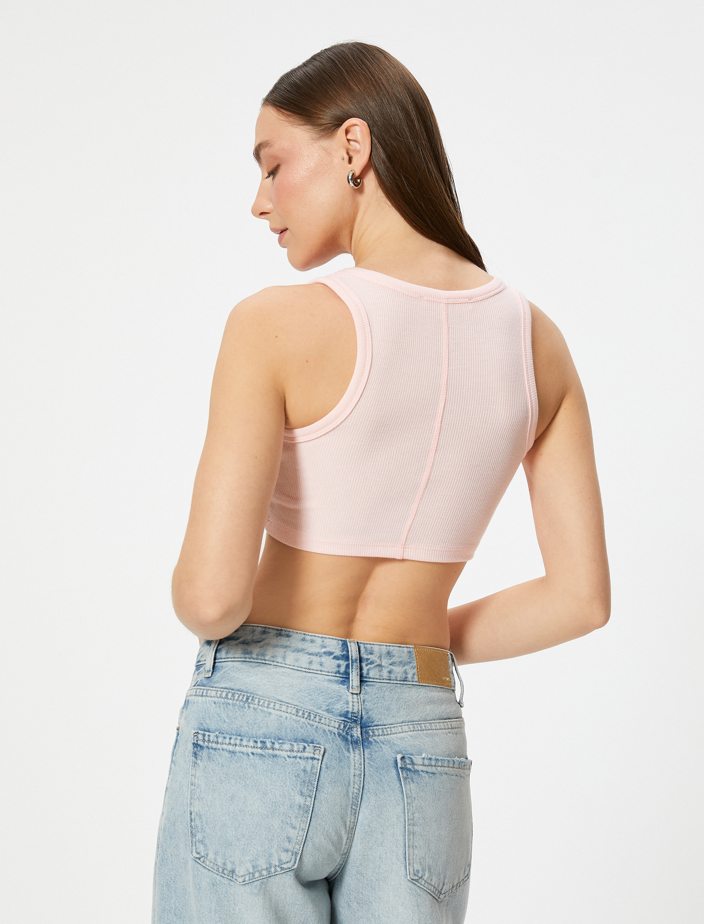   Crop Atlet Kalın Askılı U Yaka Fitilli