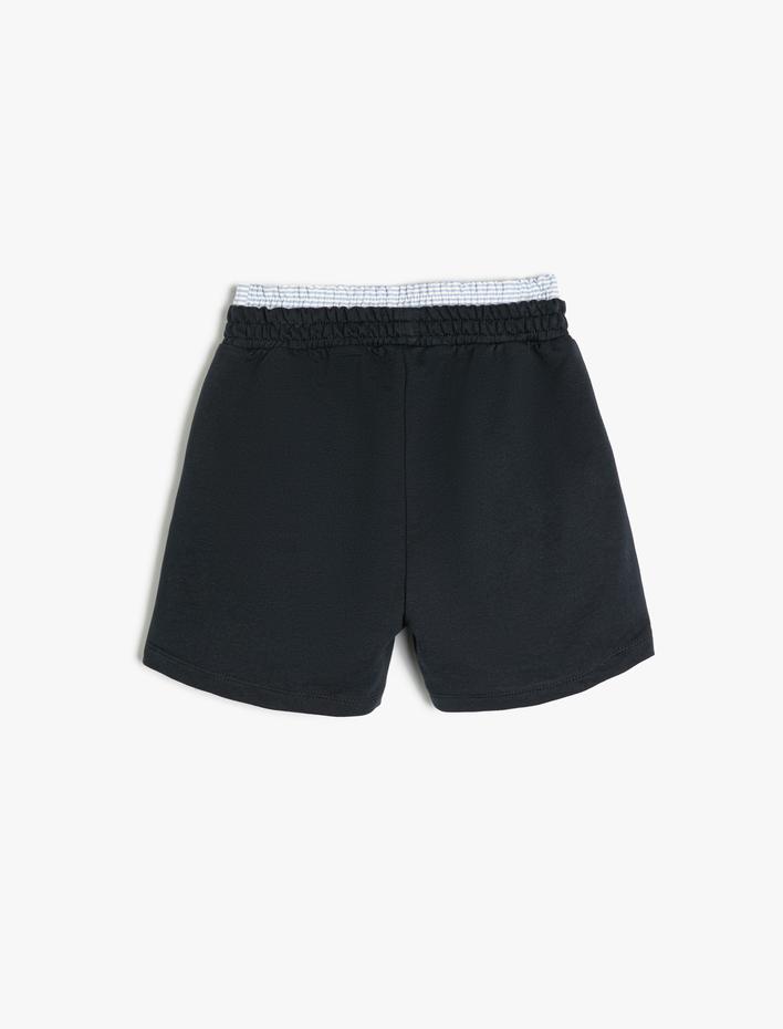 Kız Çocuk Şort Beli Çift Bel Detaylı Pamuklu