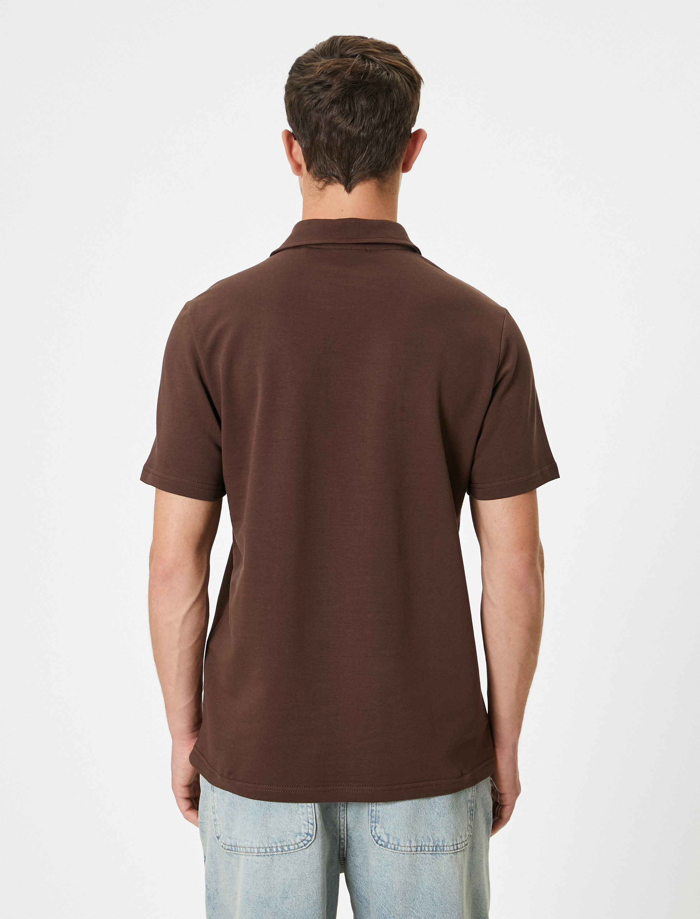   Yarım Fermuarlı Polo Tişört Kısa Kollu Pamuklu