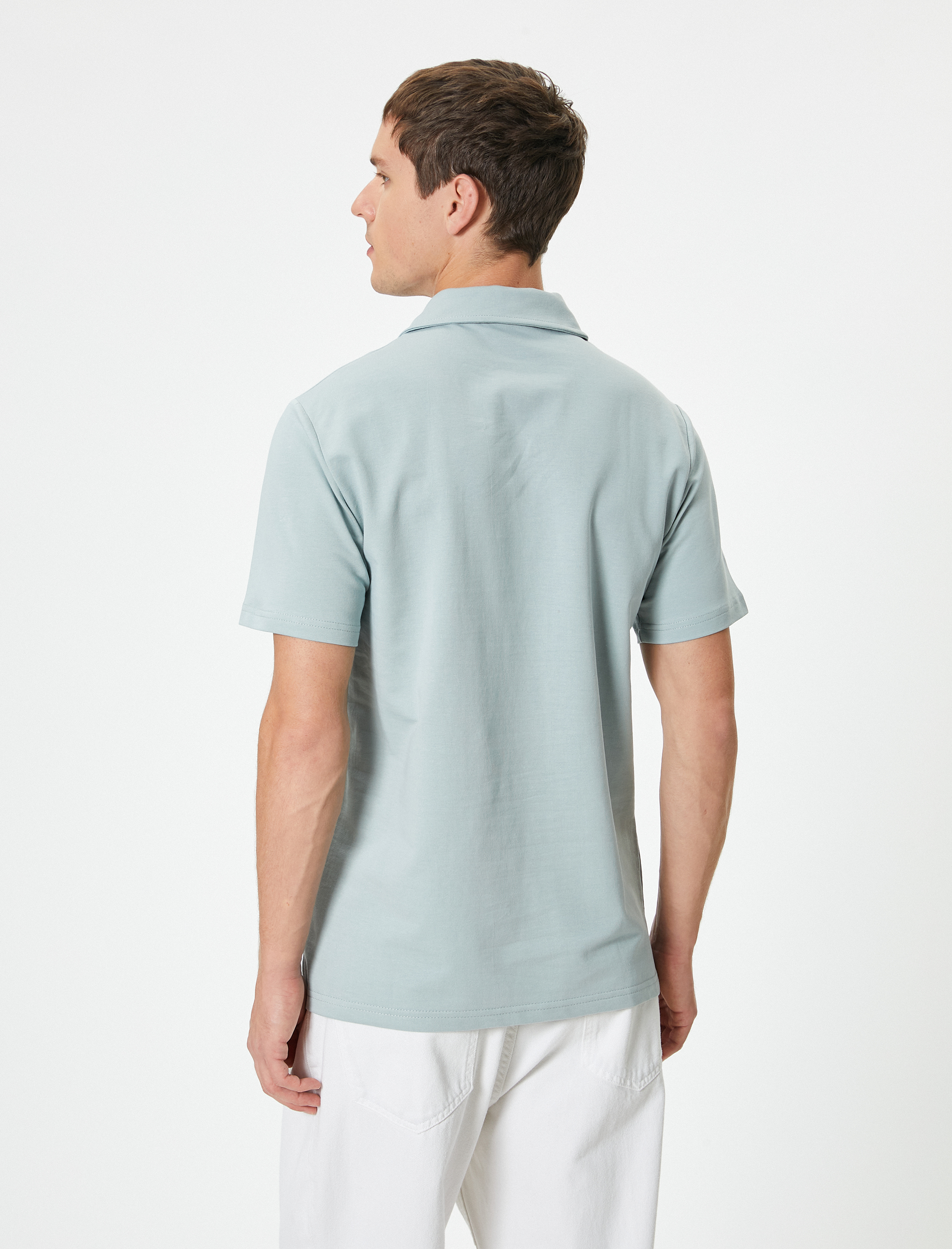   Yarım Fermuarlı Polo Tişört Kısa Kollu Pamuklu