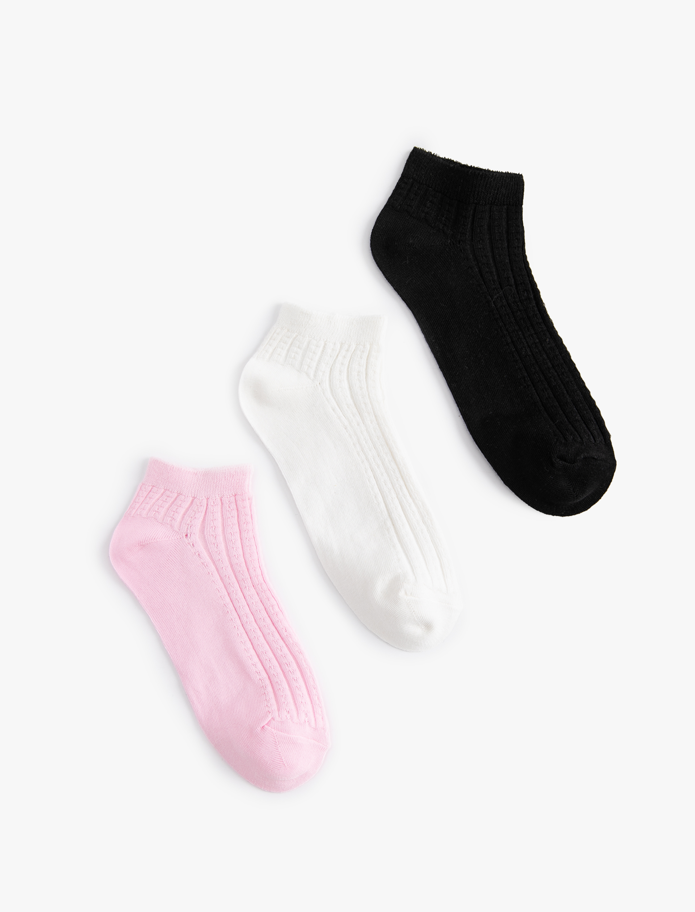 Kadın 3'lü Patik Çorap Seti Çok Renkli Dokulu