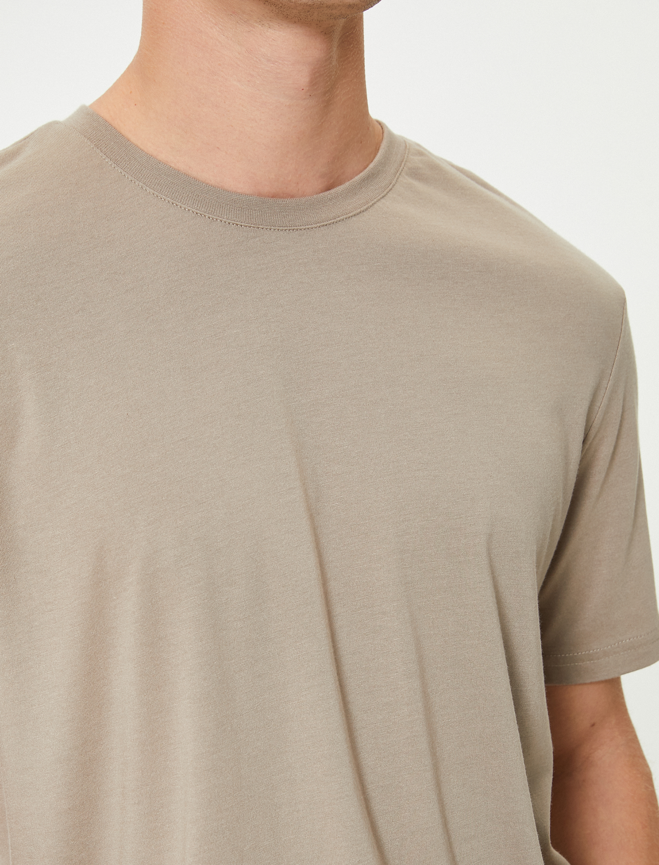   Kısa Kollu Tişört Bisiklet Yaka Pamuk Karışımlı