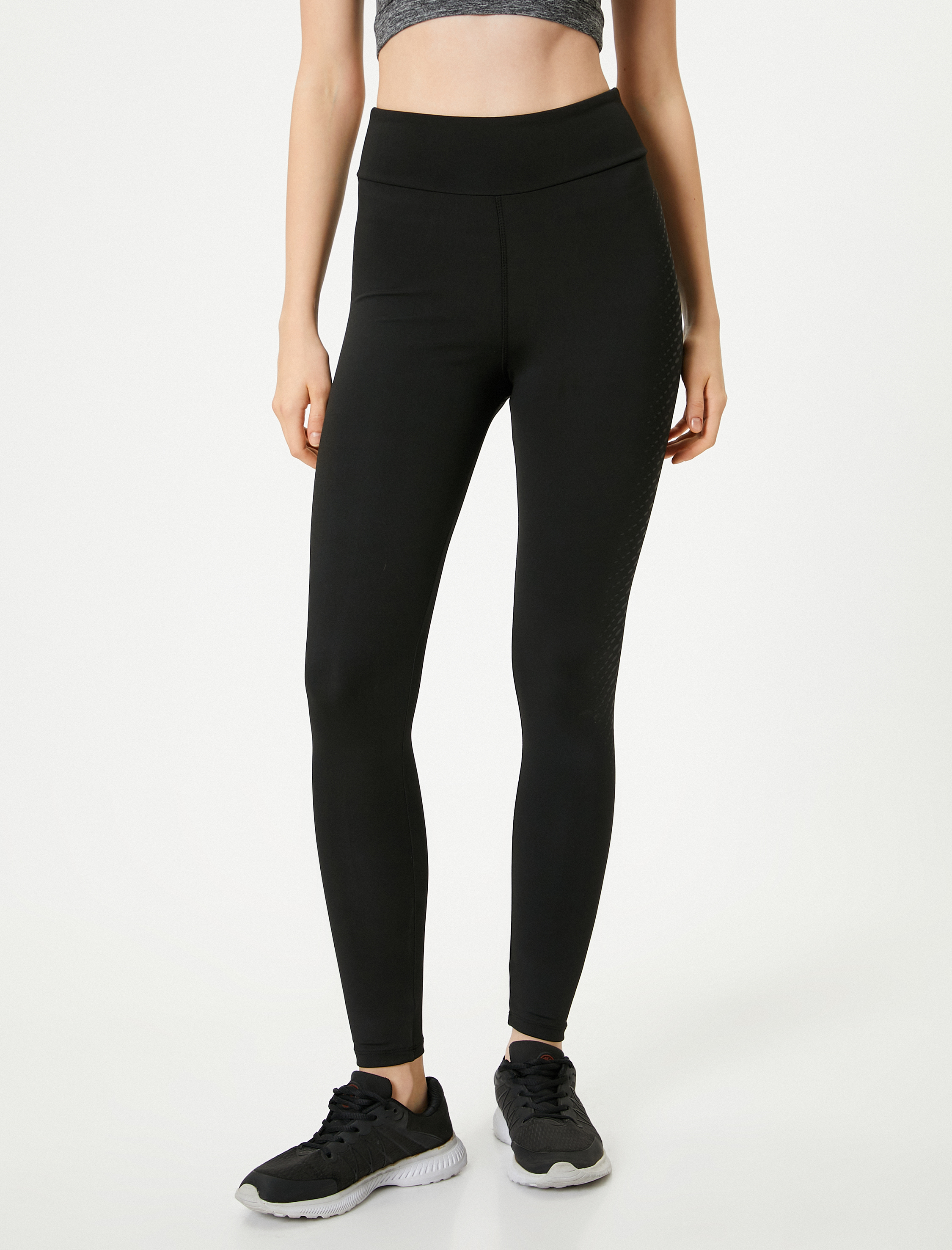   Spor Tayt Yüksek Bel Baskılı Skinny Fit İnterlok