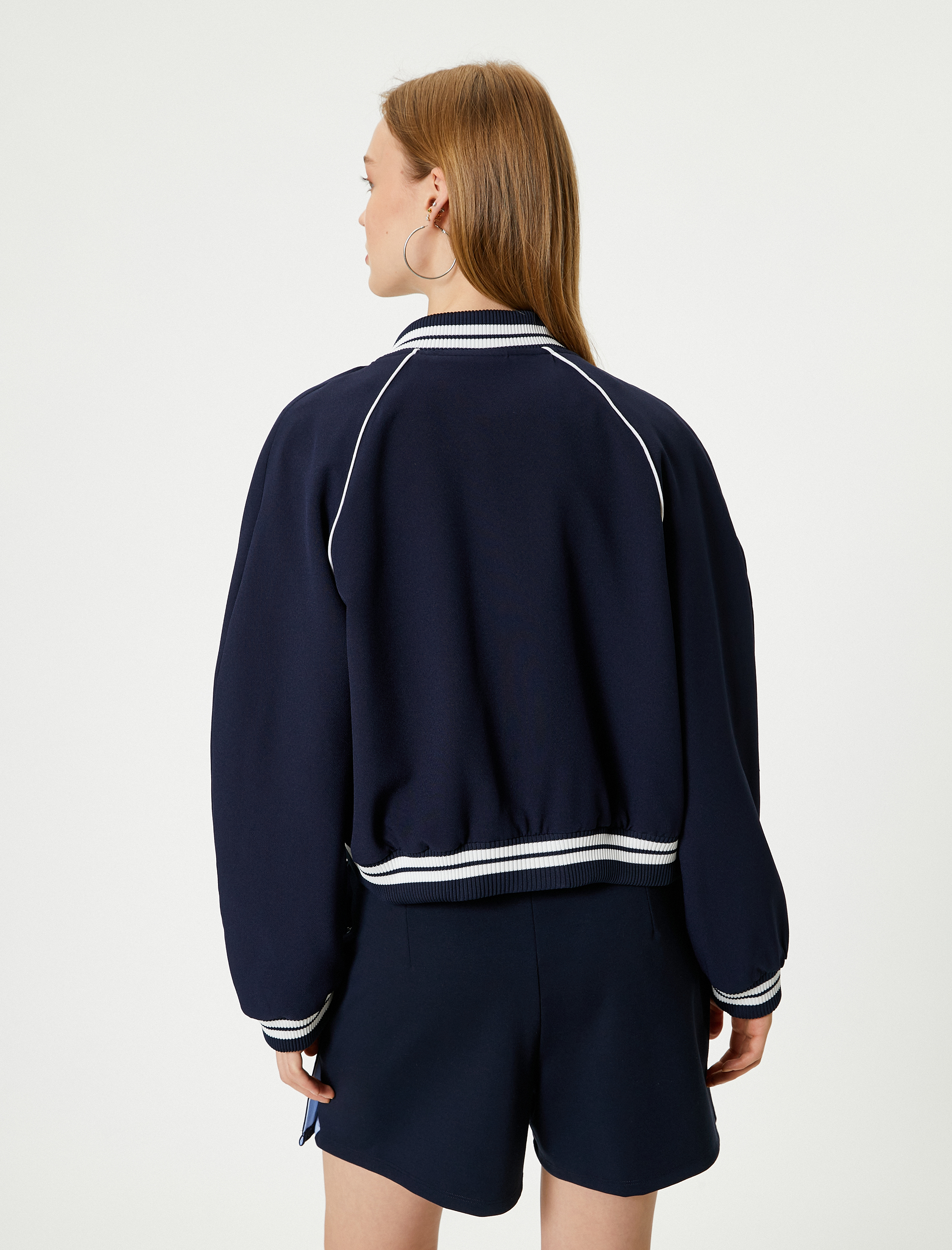   Bomber Ceket Çıtçıt Düğmeli Biyeli Cep Detaylı