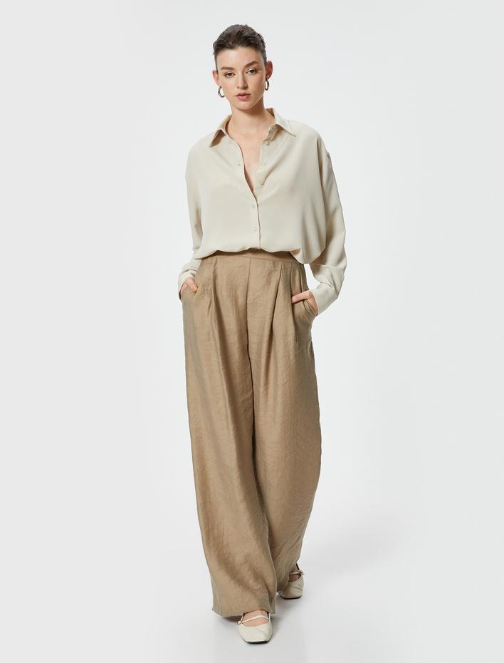  Dokulu Uzun Kollu Klasik Yaka Gömlek