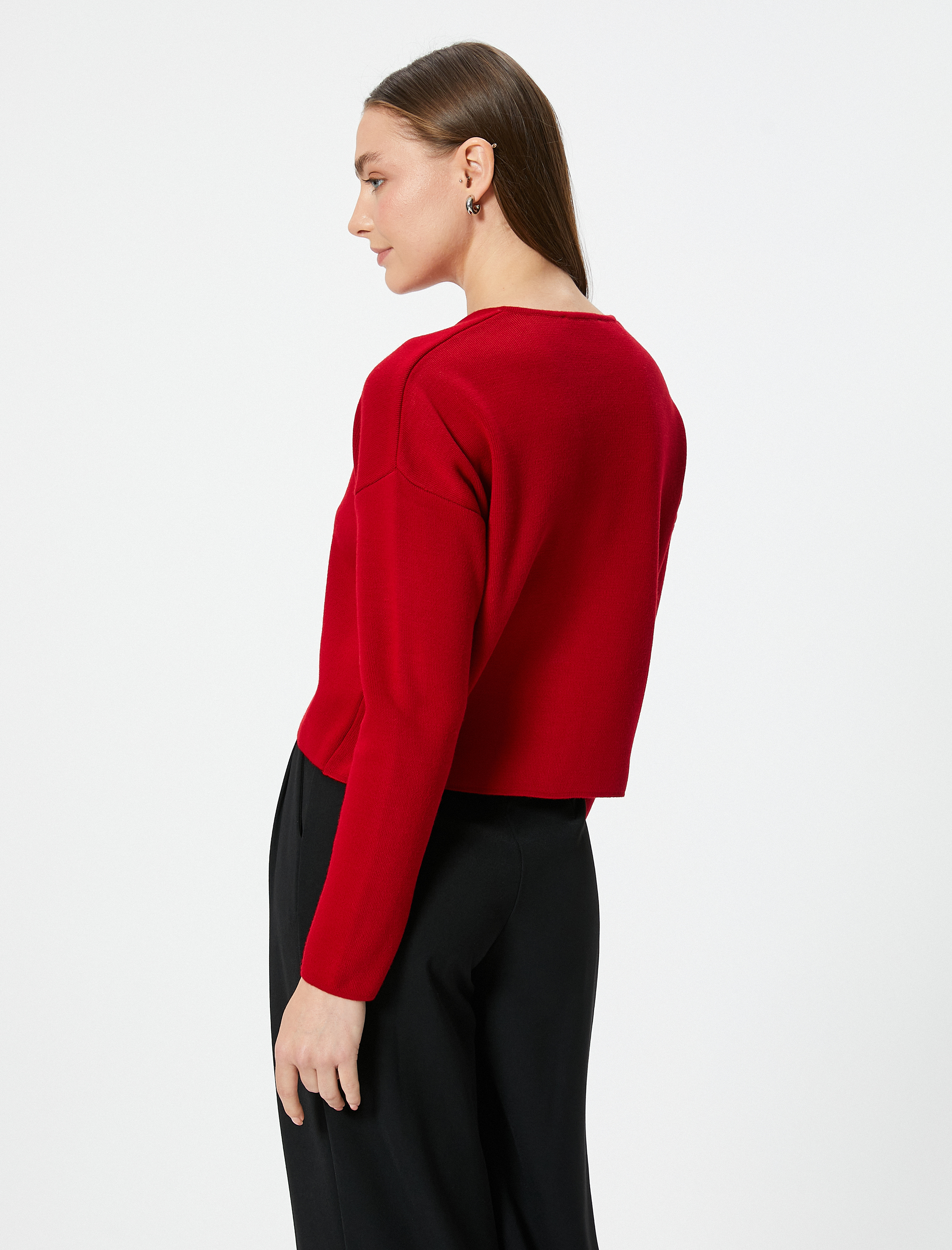 Triko Hırka Düğmeli Yuvarlak Yaka Yumuşak Dokulu