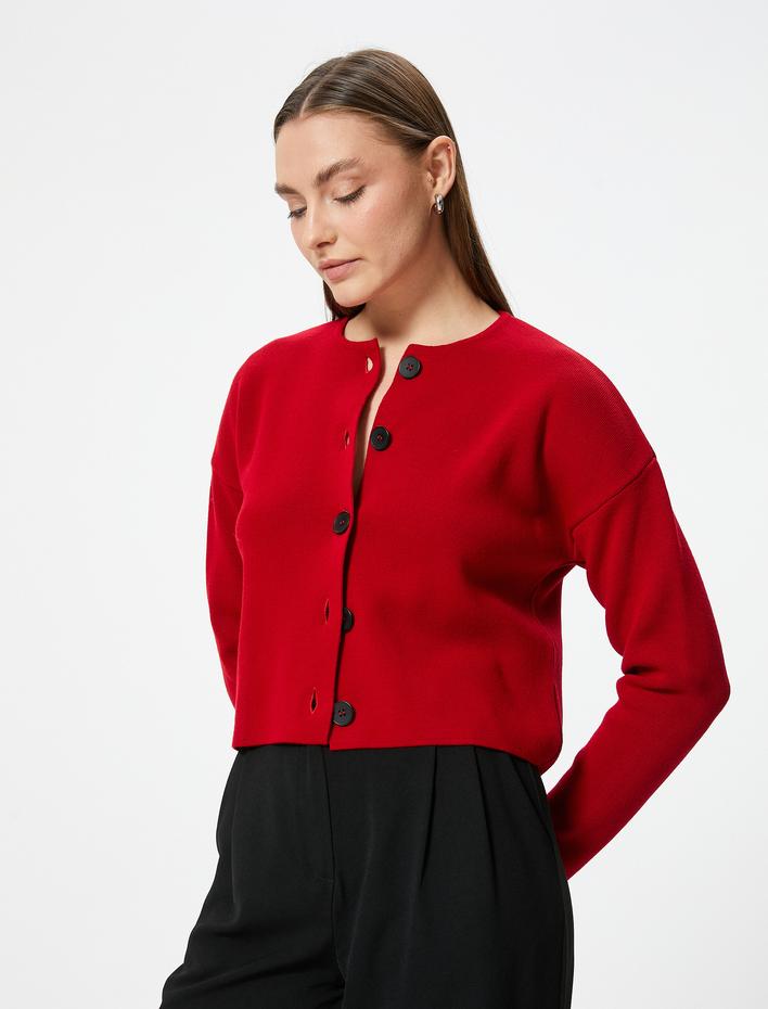  Triko Hırka Düğmeli Yuvarlak Yaka Yumuşak Dokulu