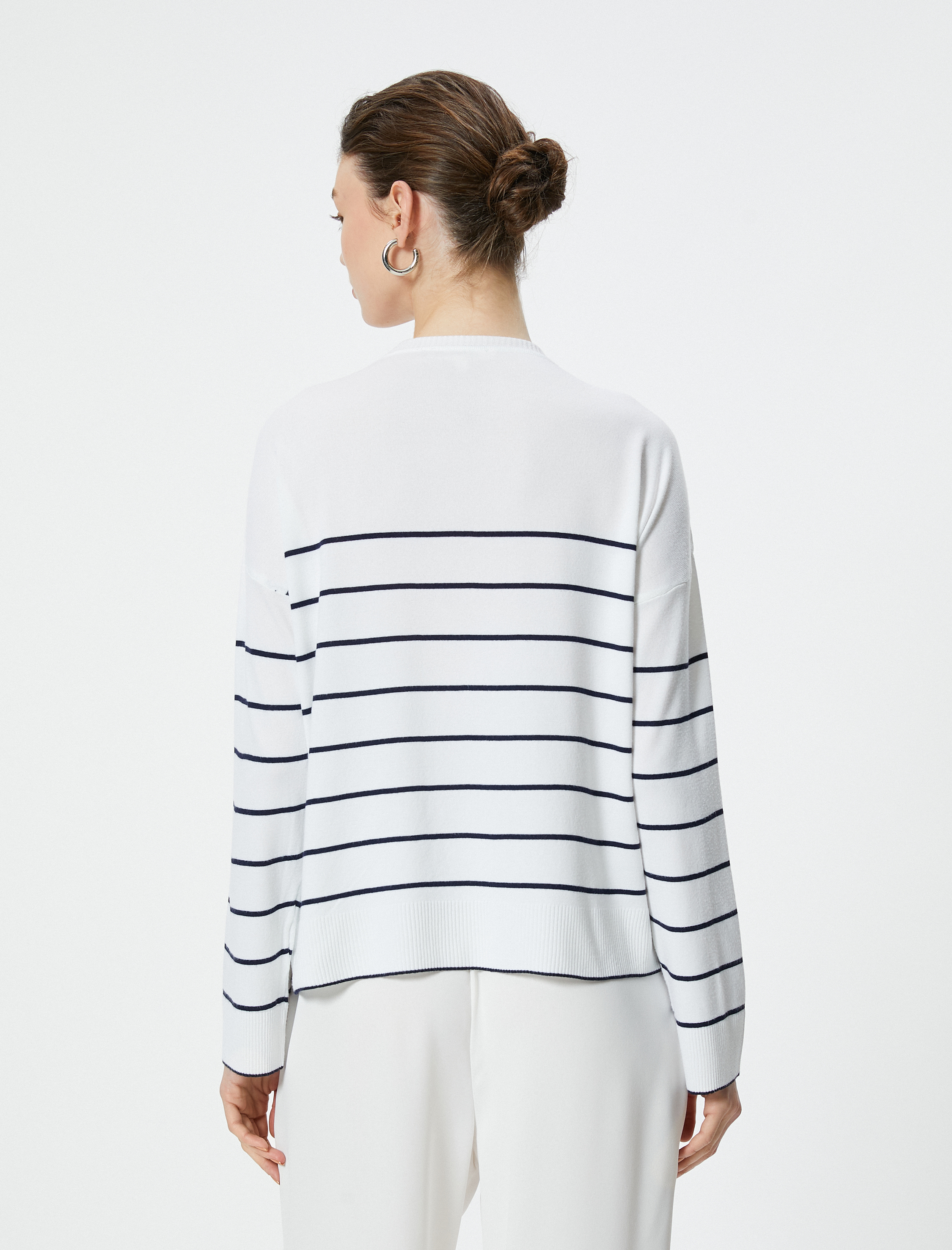   Basic Triko Kazak Uzun Kollu Bisiklet Yaka