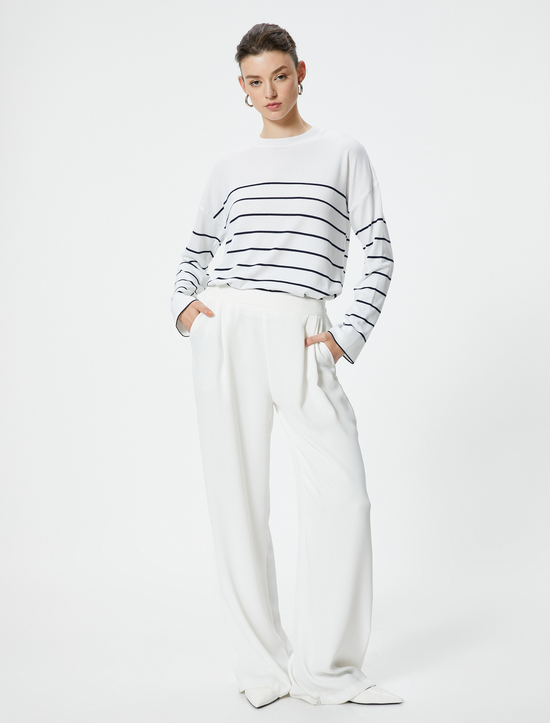   Basic Triko Kazak Uzun Kollu Bisiklet Yaka