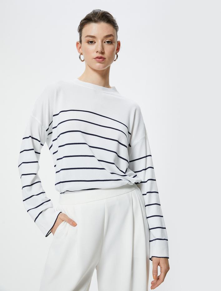  Basic Triko Kazak Uzun Kollu Bisiklet Yaka