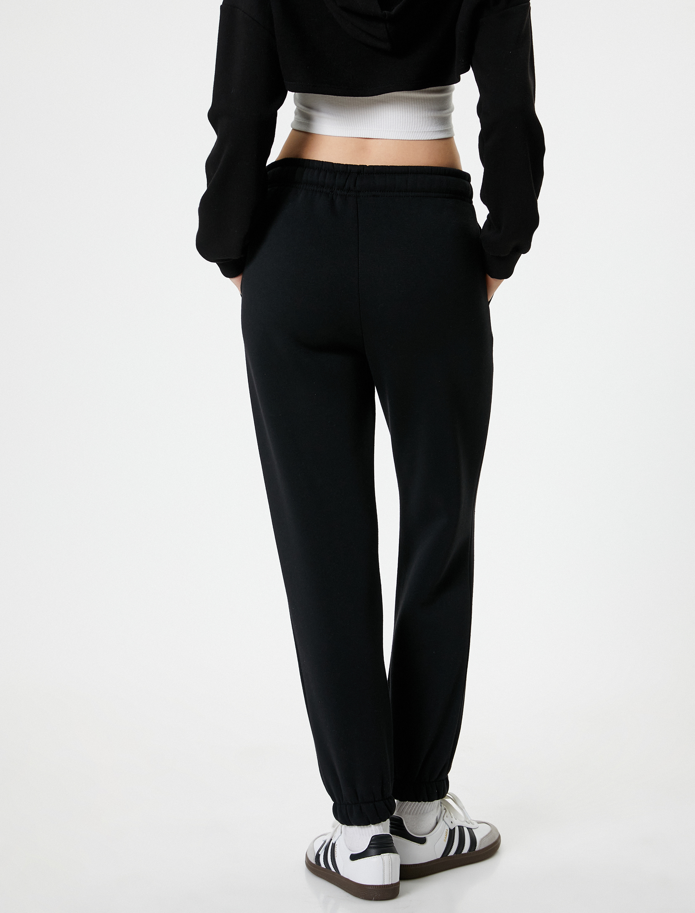   Şardonlu Jogger Eşofman Altı Beli Bağcıklı Baskılı Cepli