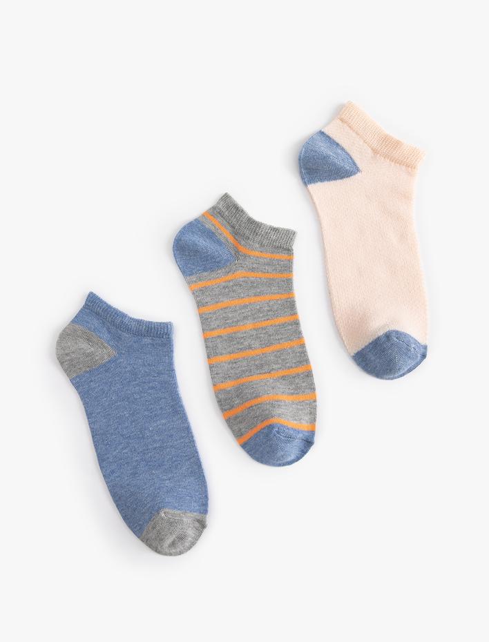 Kadın Çizgili Çorap Seti 3'lü Çok Renkli