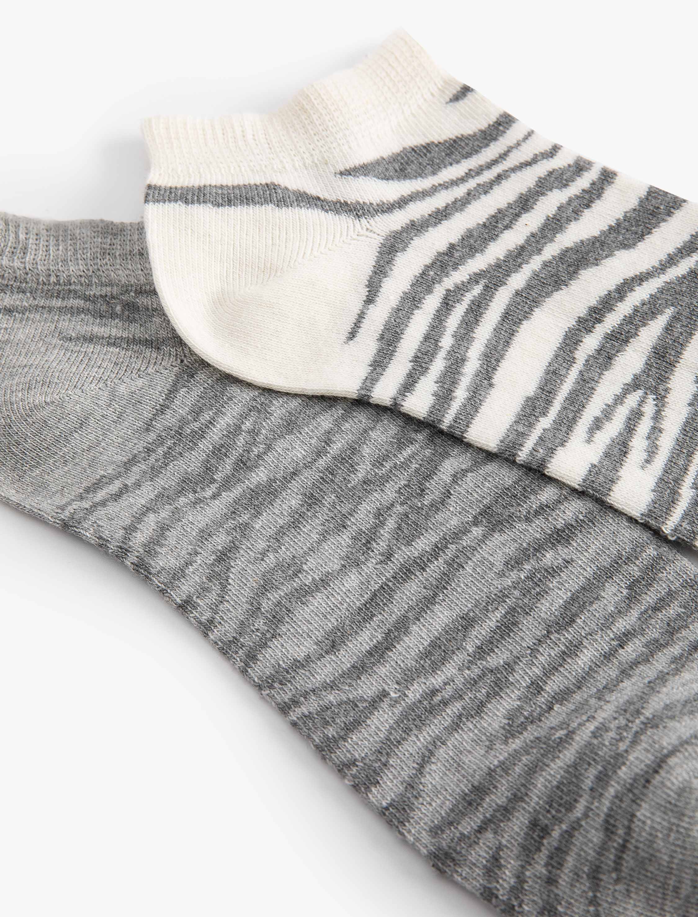  Kadın Zebra Desenli Patik Çorap Seti 2'li