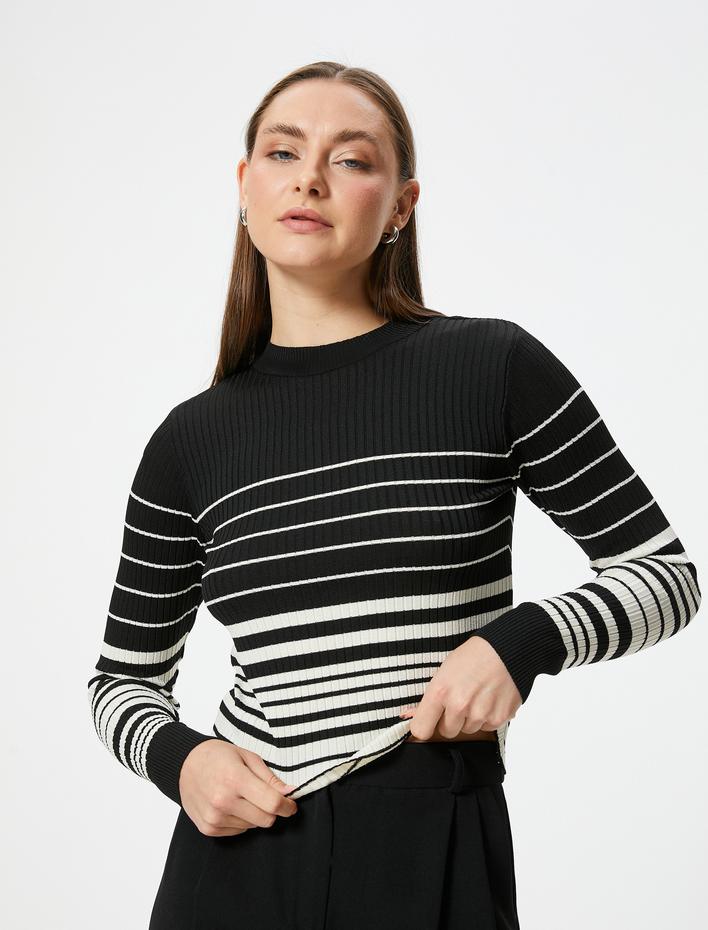  Triko Kazak Uzun Kollu Bisiklet Yaka Dokulu