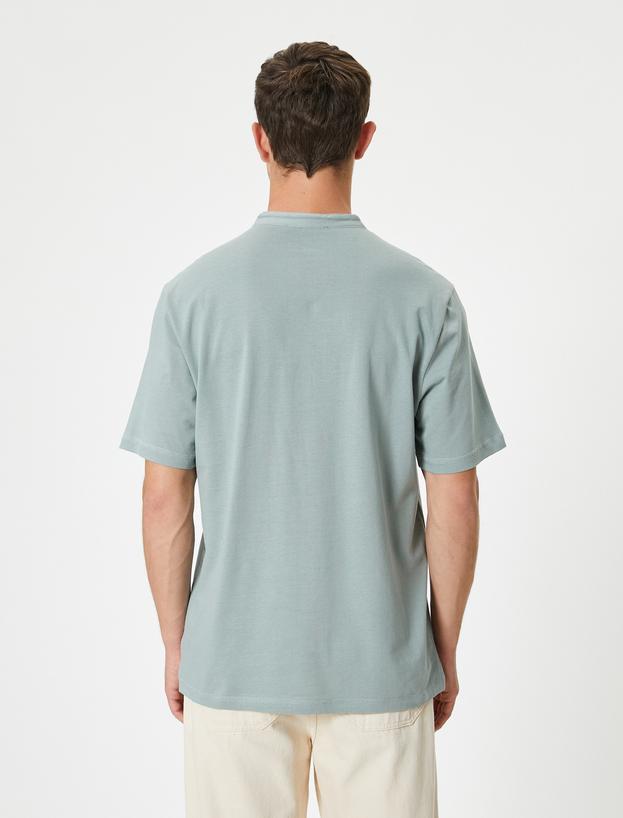 Slim Fit Tişört Hakim Yaka Kısa Kollu Pamuklu_3