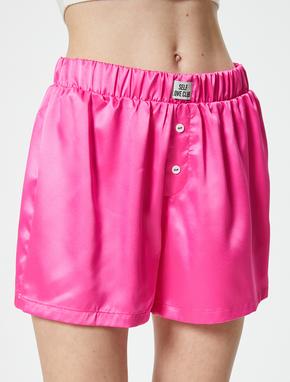 Saten Boxer Pijama Altı Beli Lastikli Düğme Detaylı_4