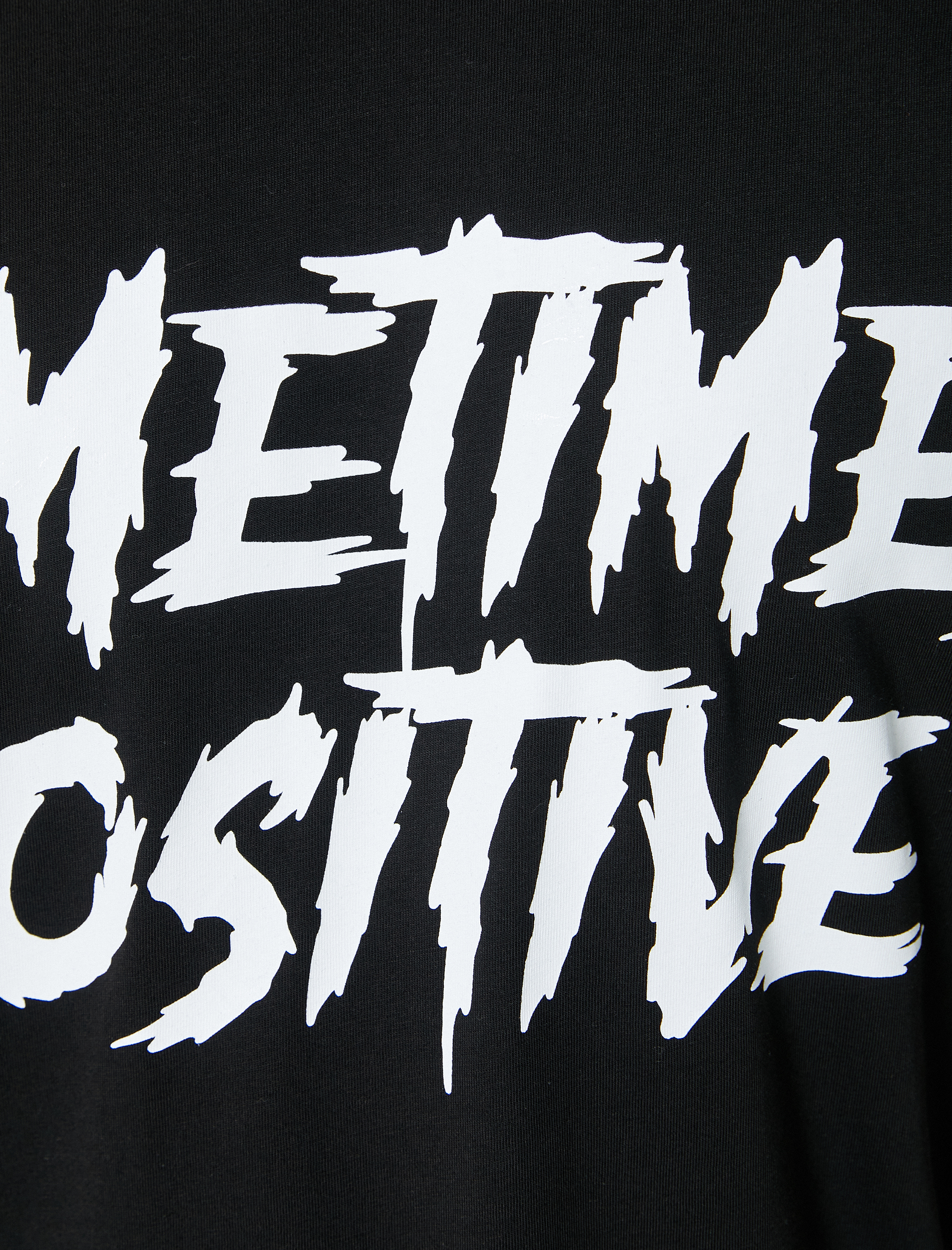   Oversize Tişört Slogan Baskılı Bisiklet Yaka Kısa Kollu Pamuklu